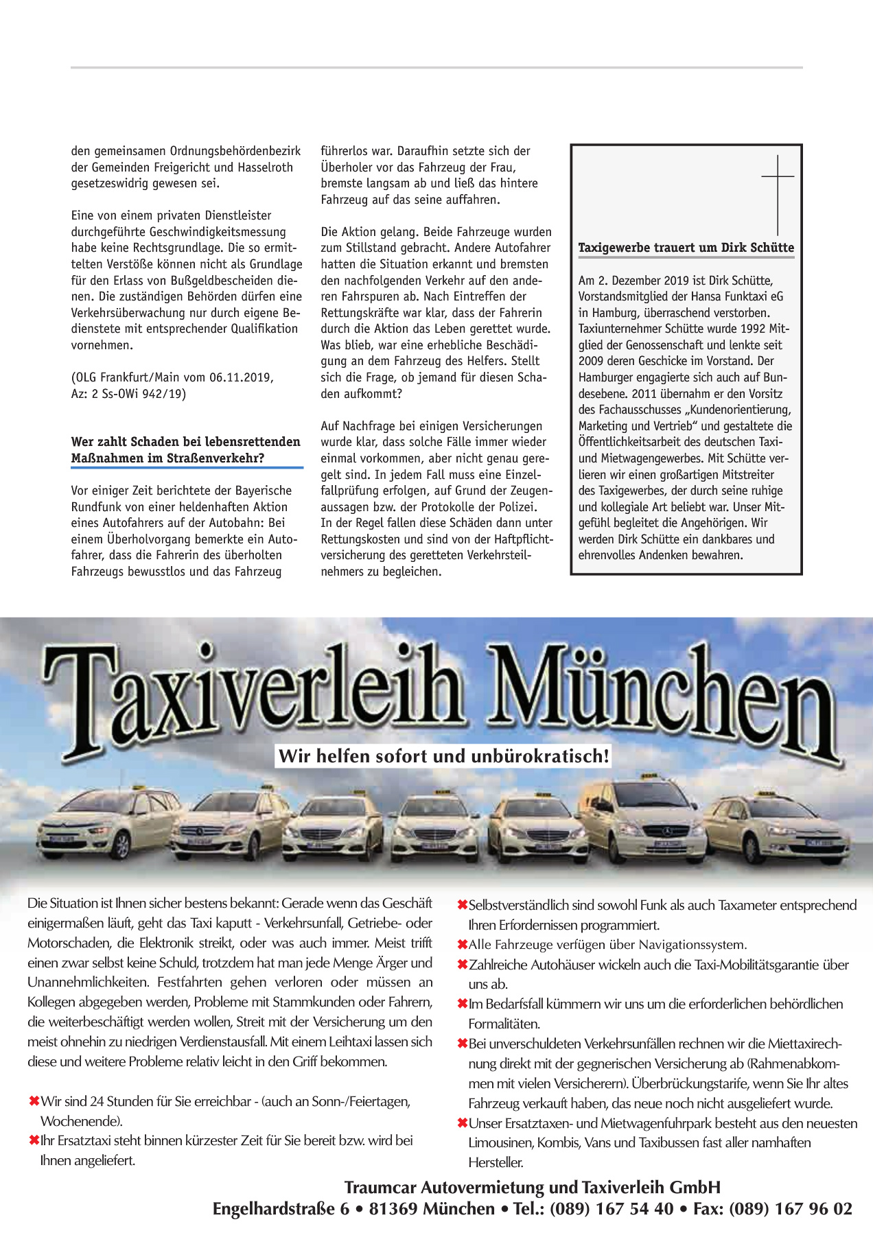 Originalseite 11 der Ausgabe Taxikurier Januar 2020