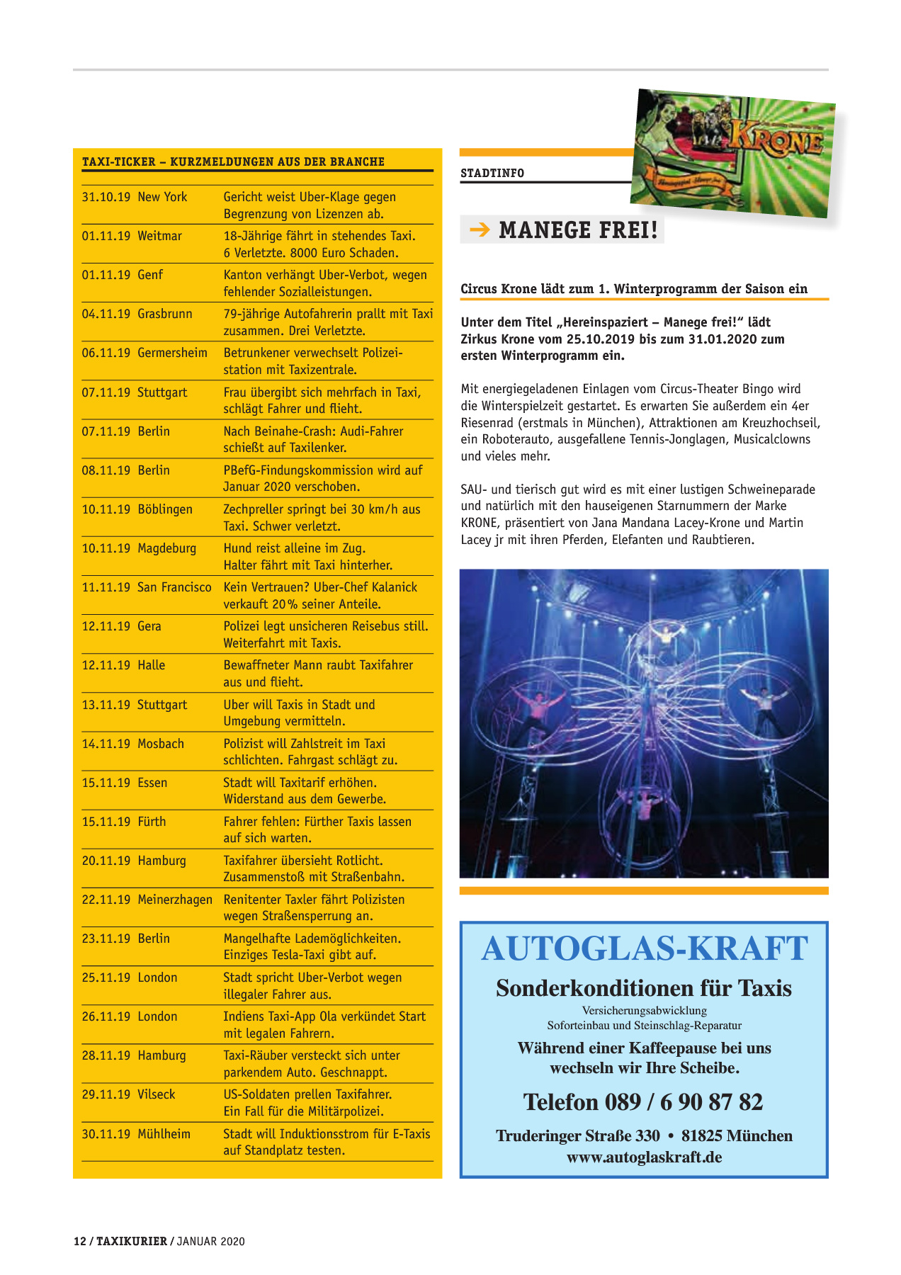 Originalseite 12 der Ausgabe Taxikurier Januar 2020