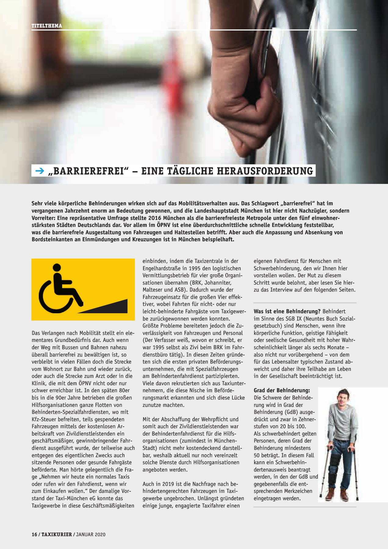 Originalseite 16 der Ausgabe Taxikurier Januar 2020