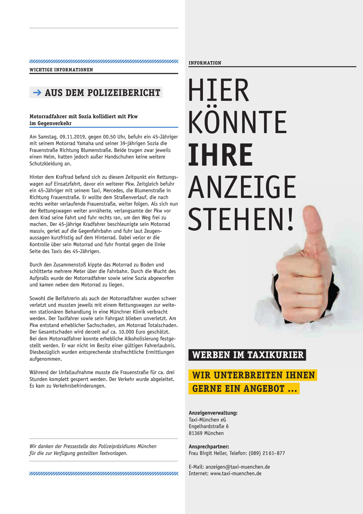 Originalseite 25 der Ausgabe Taxikurier Januar 2020