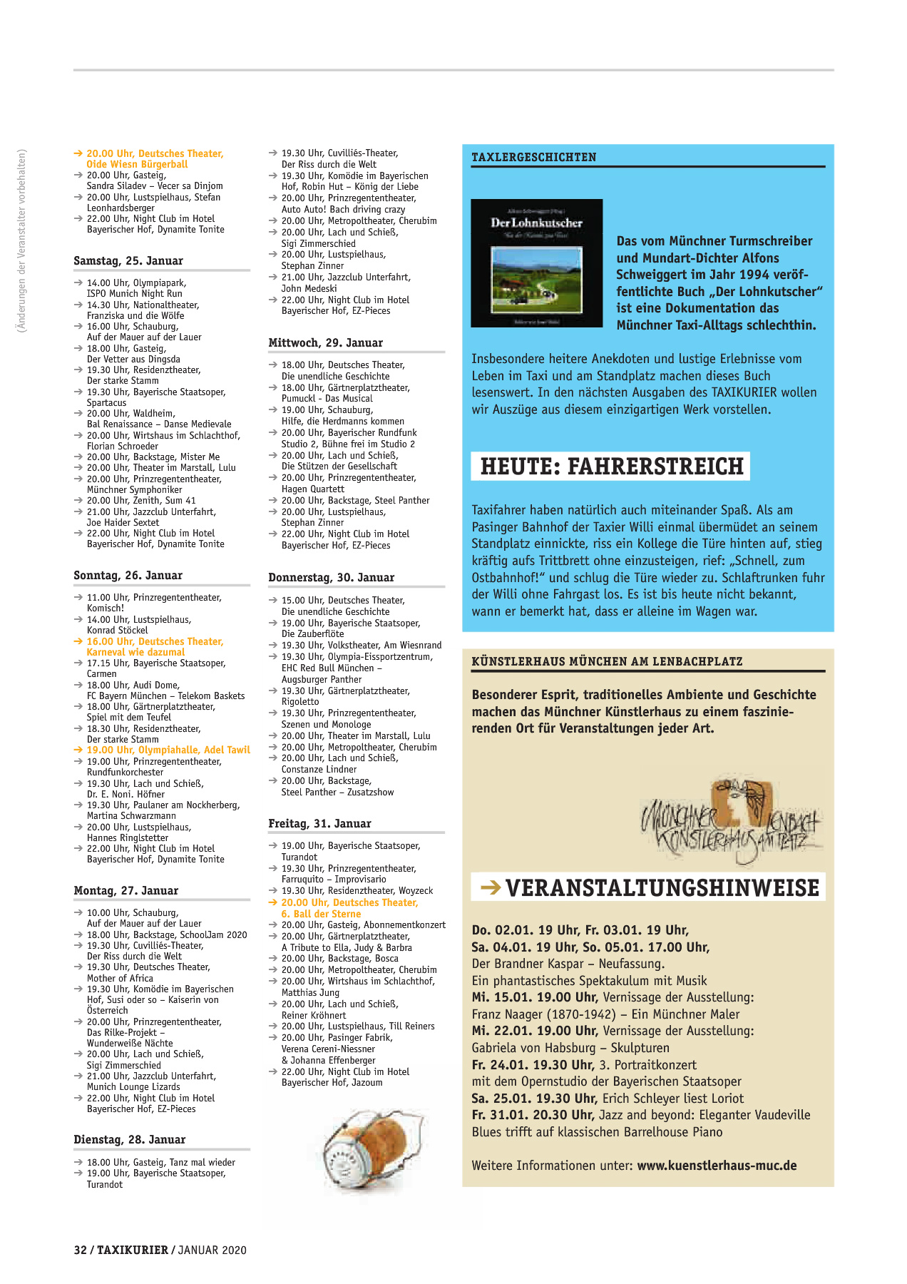 Originalseite 32 der Ausgabe Taxikurier Januar 2020