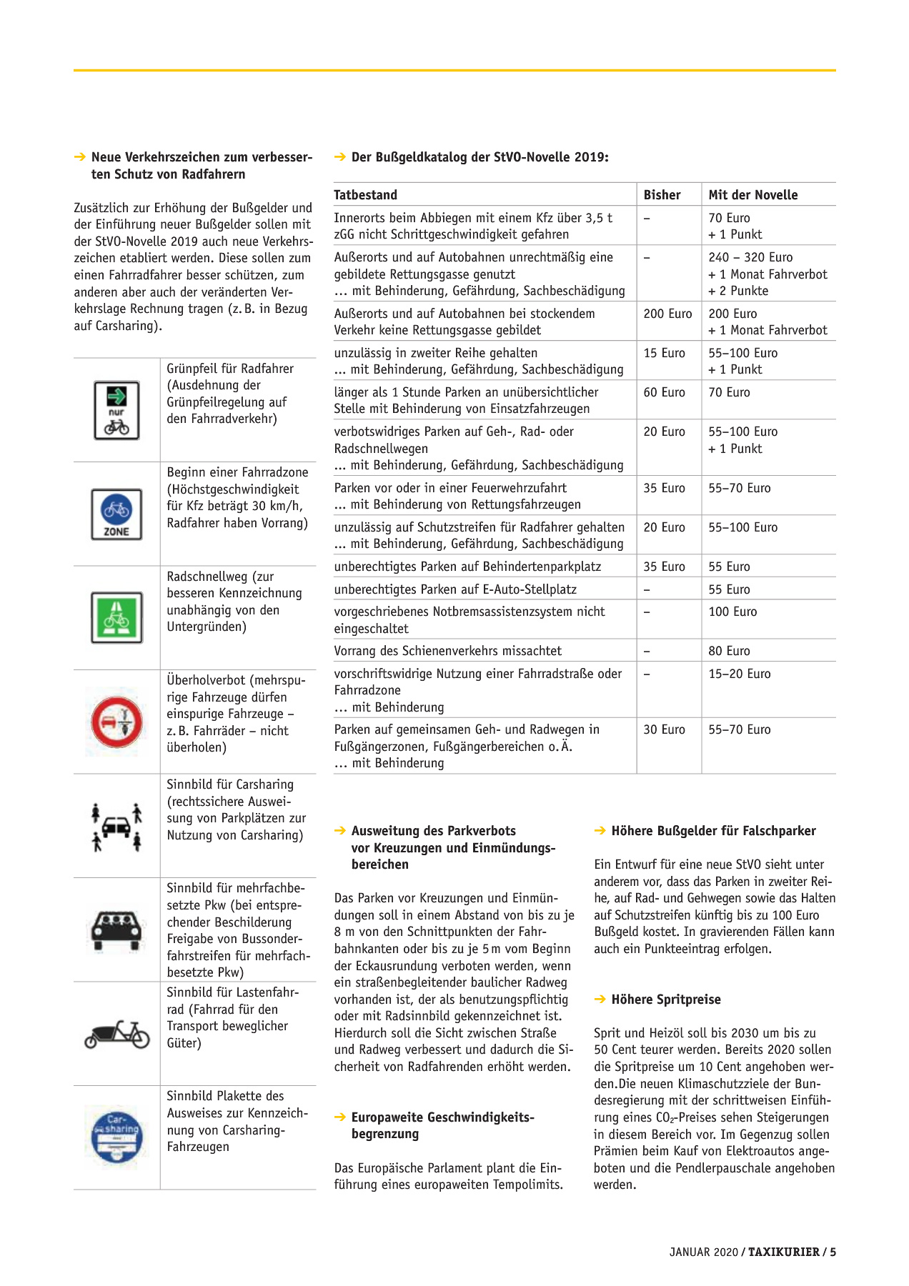 Originalseite 5 der Ausgabe Taxikurier Januar 2020