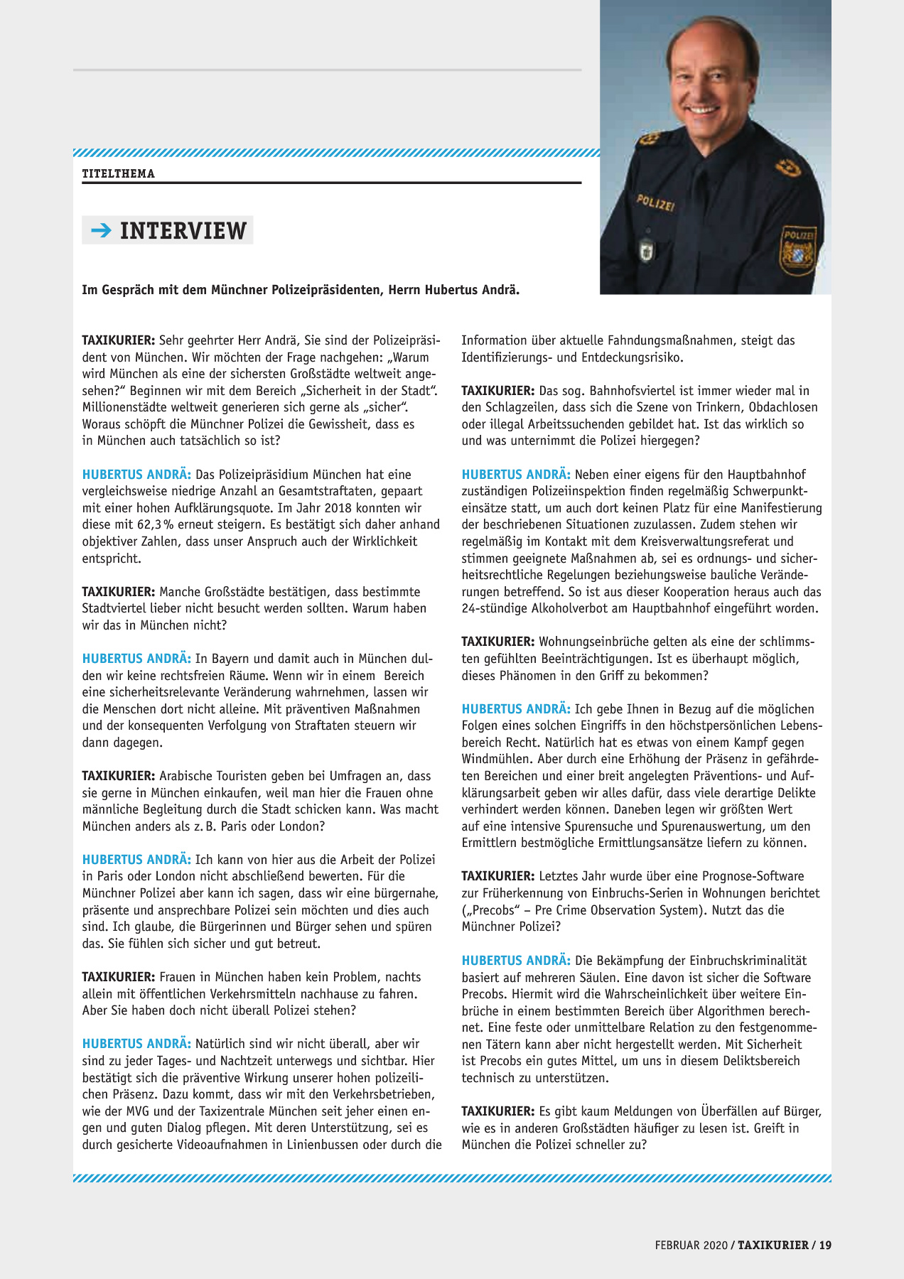 Originalseite 19 der Ausgabe Taxikurier Februar 2020