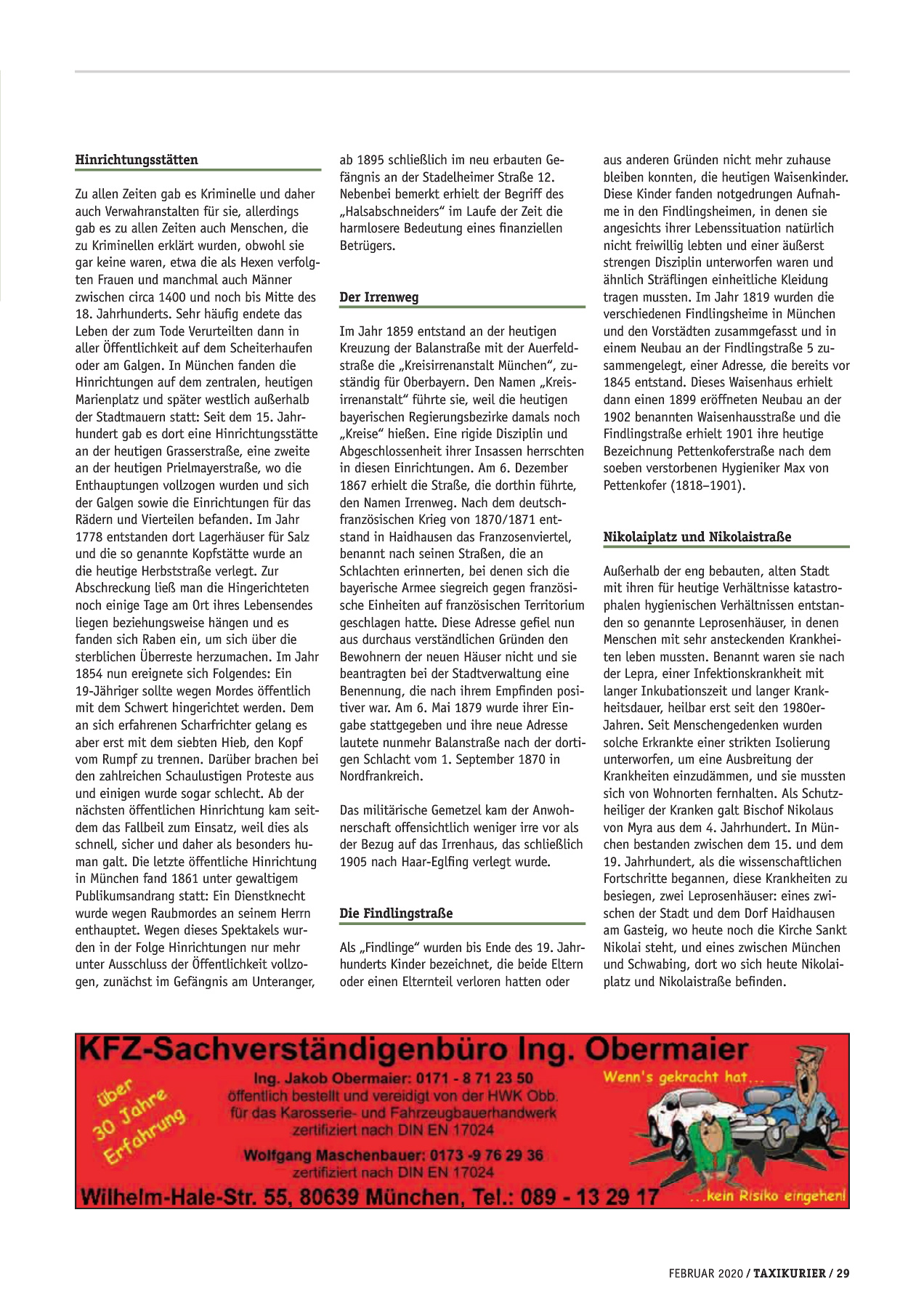 Originalseite 29 der Ausgabe Taxikurier Februar 2020