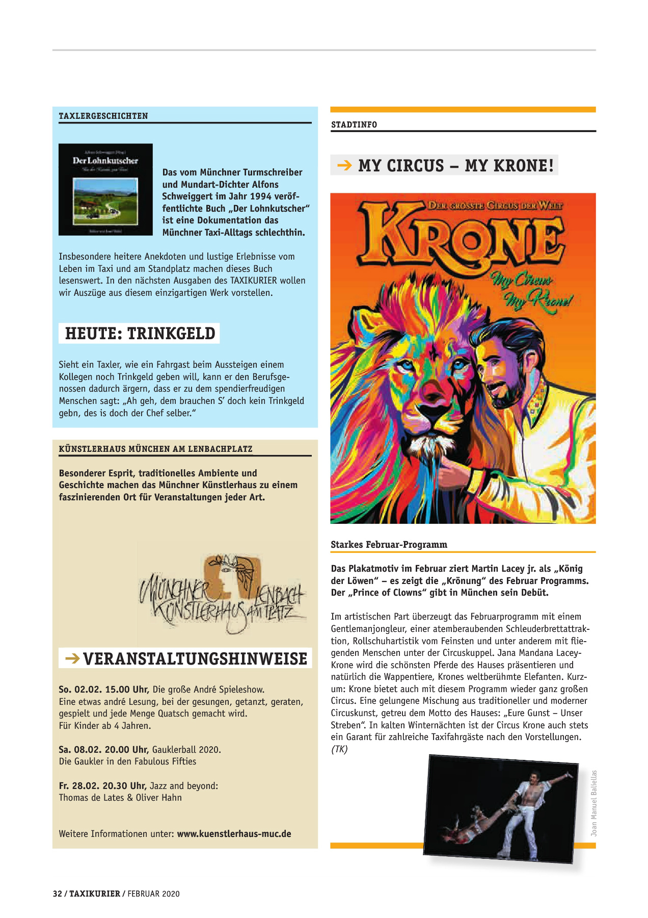 Originalseite 32 der Ausgabe Taxikurier Februar 2020