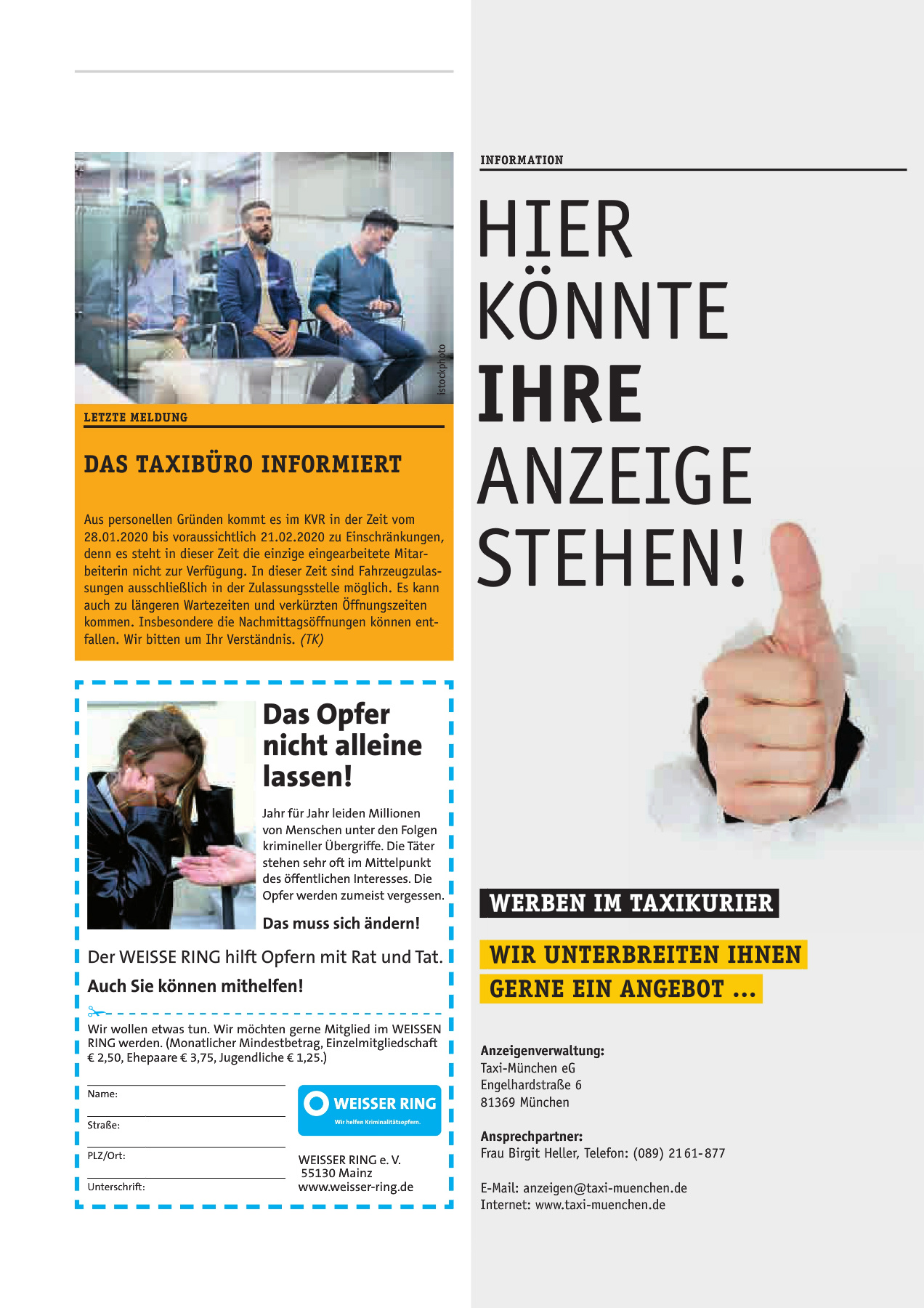 Originalseite 33 der Ausgabe Taxikurier Februar 2020