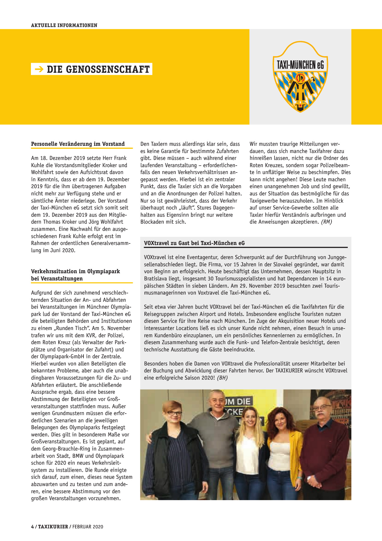 Originalseite 4 der Ausgabe Taxikurier Februar 2020