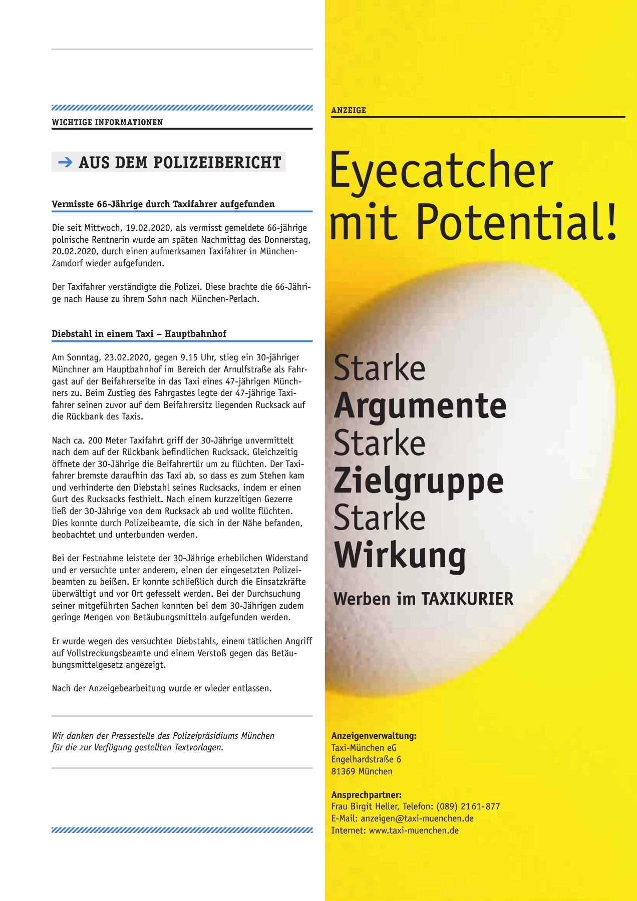 Originalseite 13 der Ausgabe Taxikurier April 2020