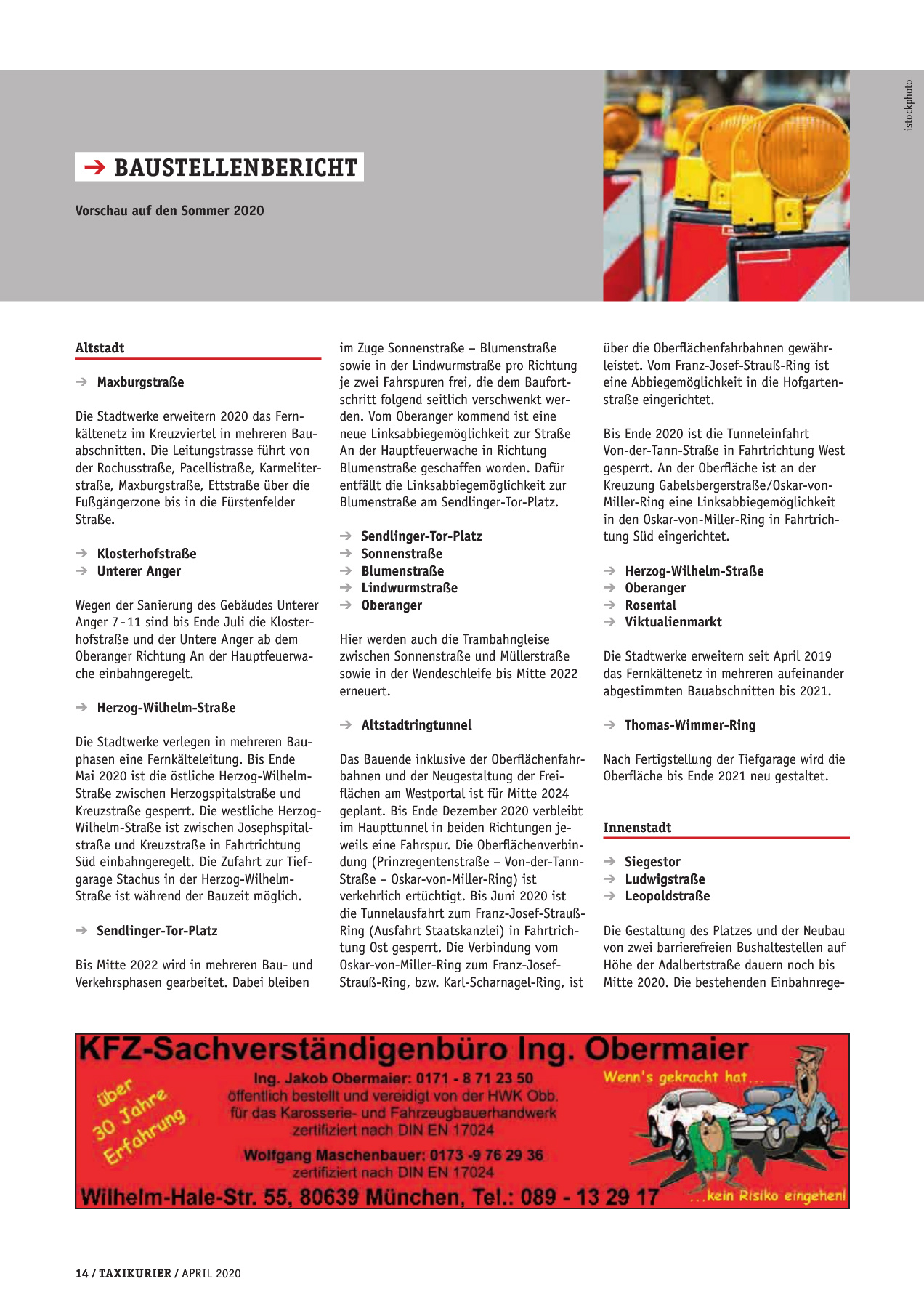 Originalseite 14 der Ausgabe Taxikurier April 2020