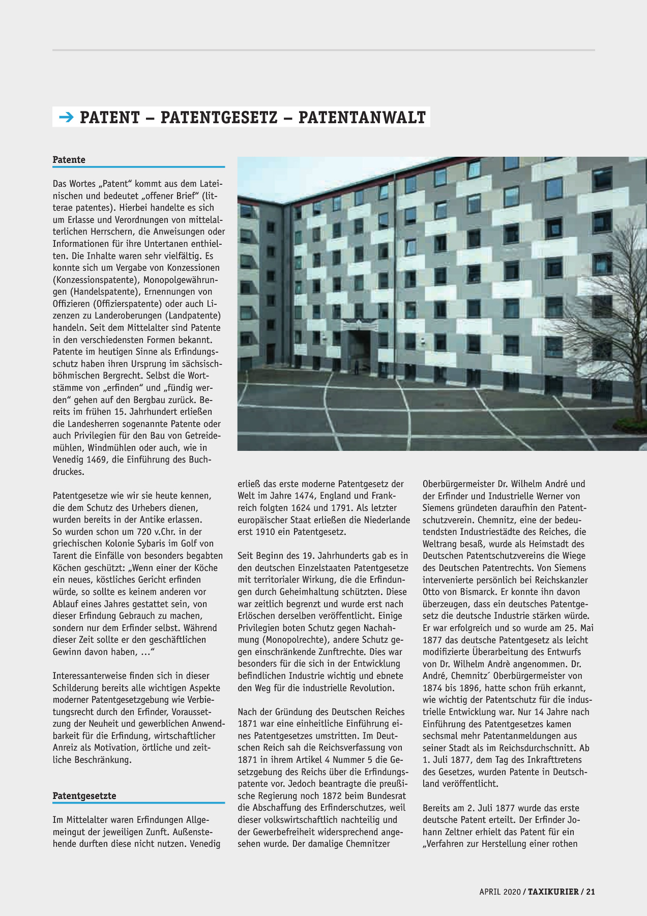 Originalseite 21 der Ausgabe Taxikurier April 2020