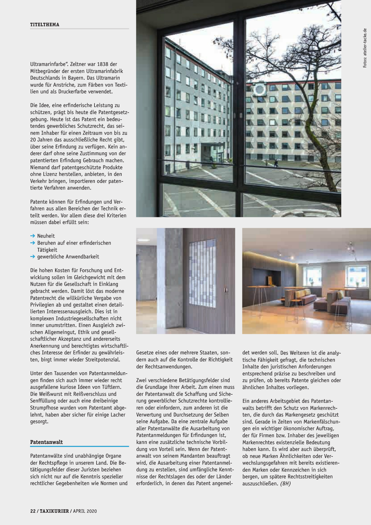 Originalseite 22 der Ausgabe Taxikurier April 2020