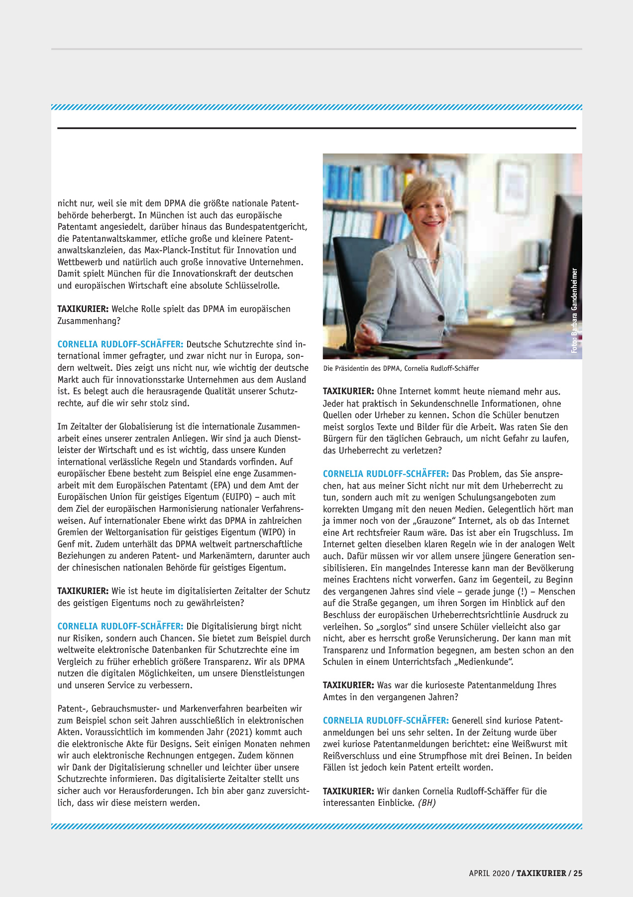 Originalseite 25 der Ausgabe Taxikurier April 2020