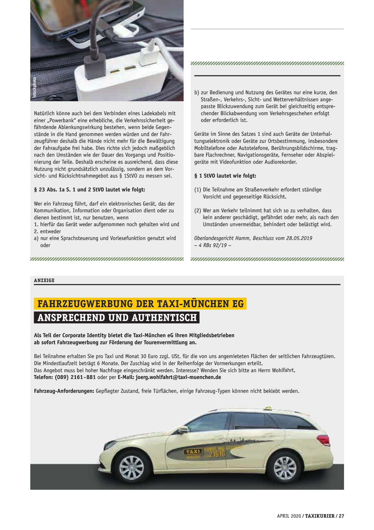 Originalseite 27 der Ausgabe Taxikurier April 2020