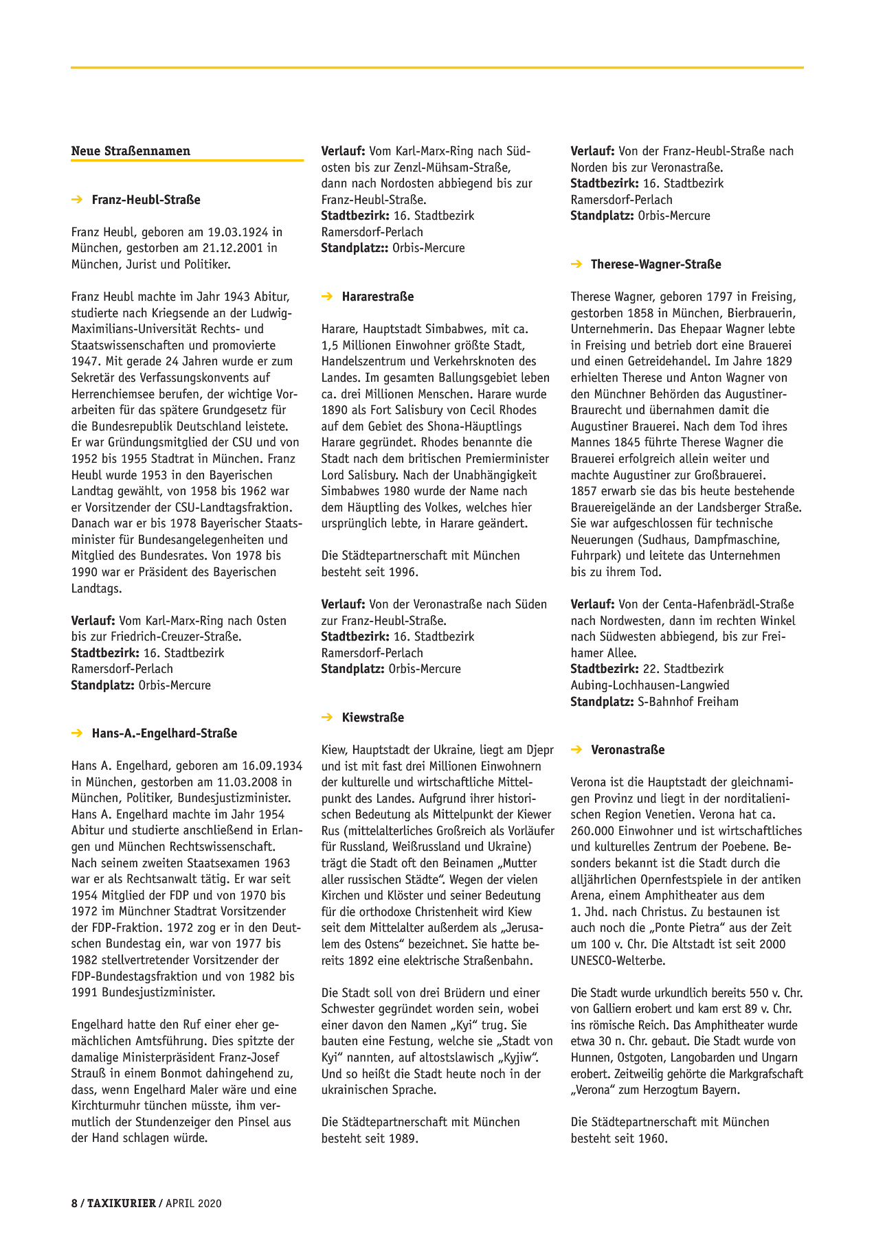 Originalseite 8 der Ausgabe Taxikurier April 2020