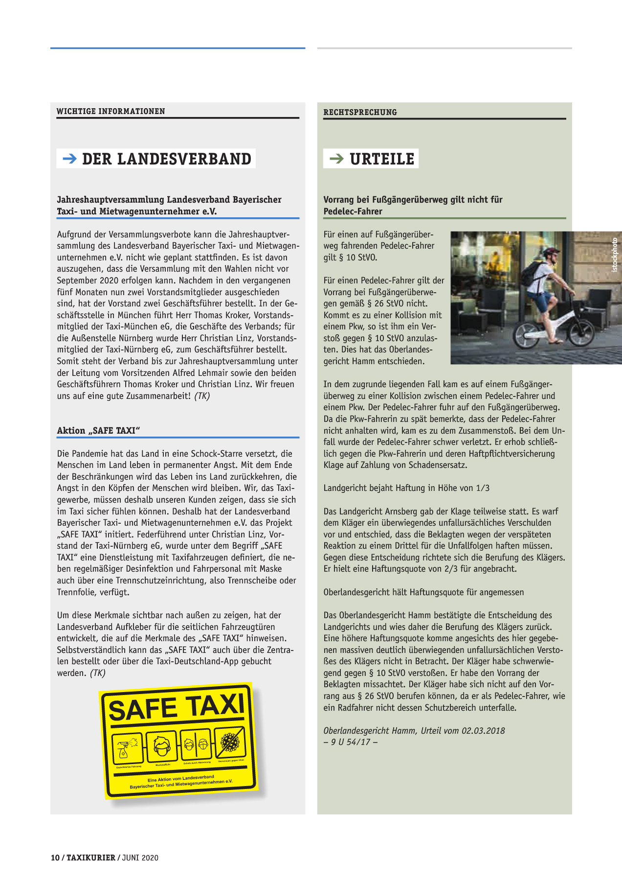 Originalseite 10 der Ausgabe Taxikurier Juni 2020