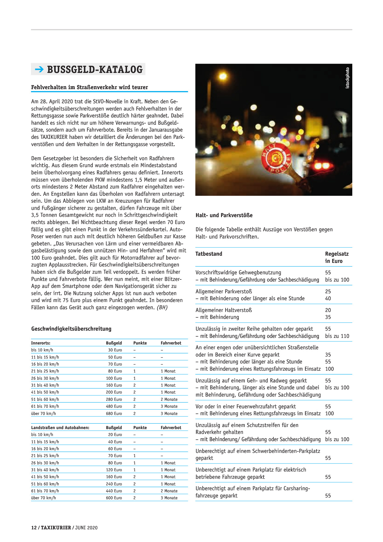 Originalseite 12 der Ausgabe Taxikurier Juni 2020