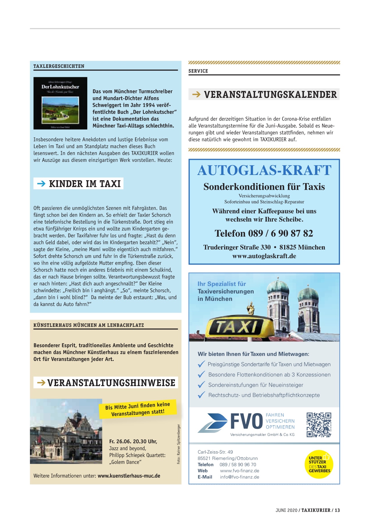 Originalseite 13 der Ausgabe Taxikurier Juni 2020