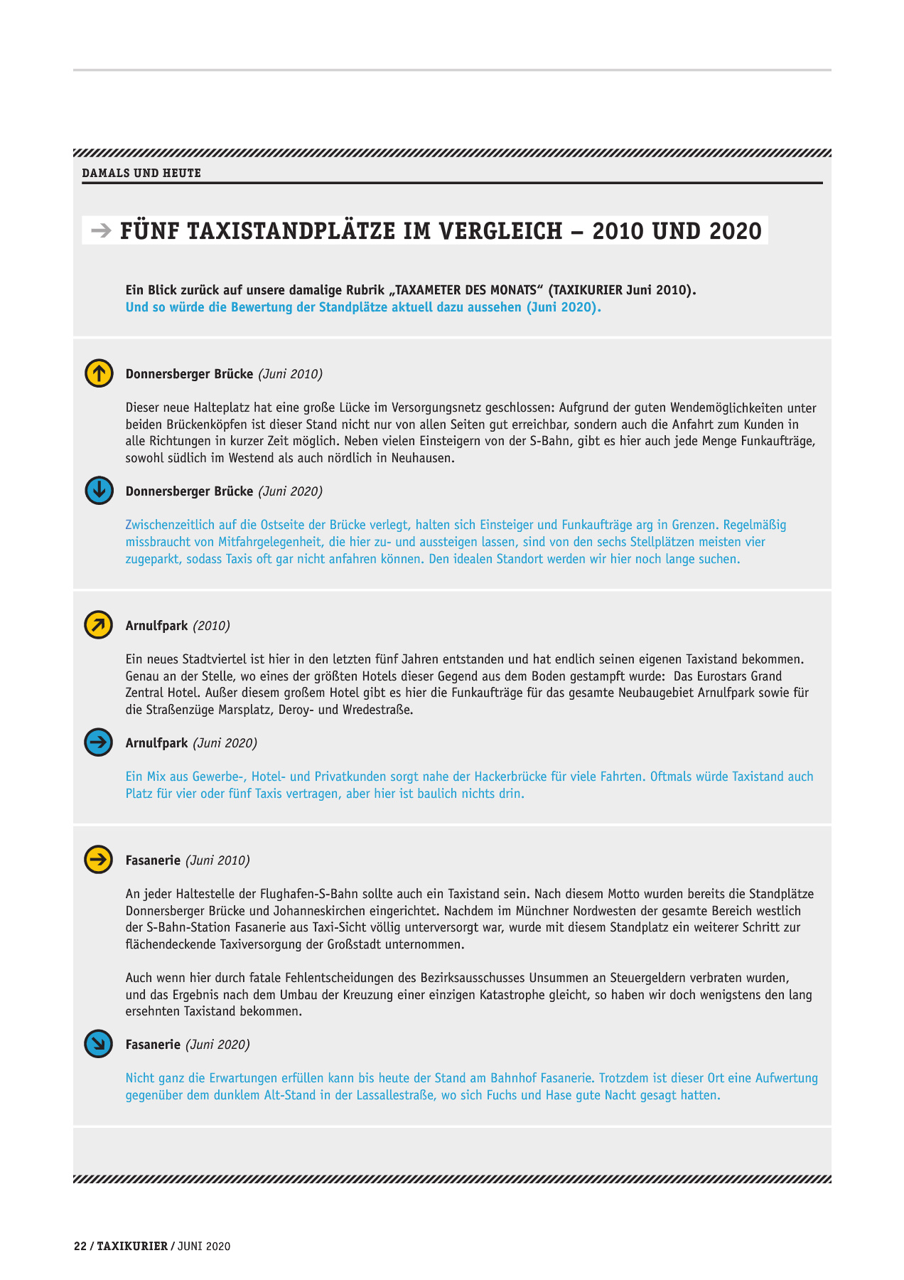 Originalseite 22 der Ausgabe Taxikurier Juni 2020