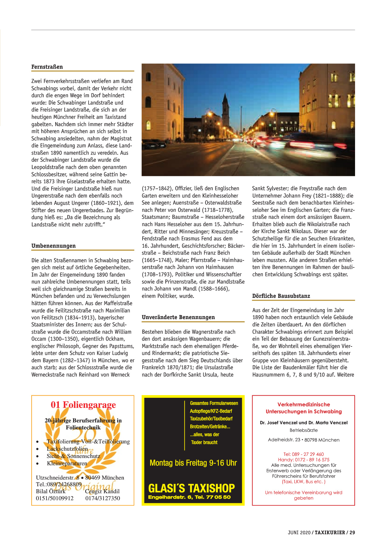 Originalseite 29 der Ausgabe Taxikurier Juni 2020
