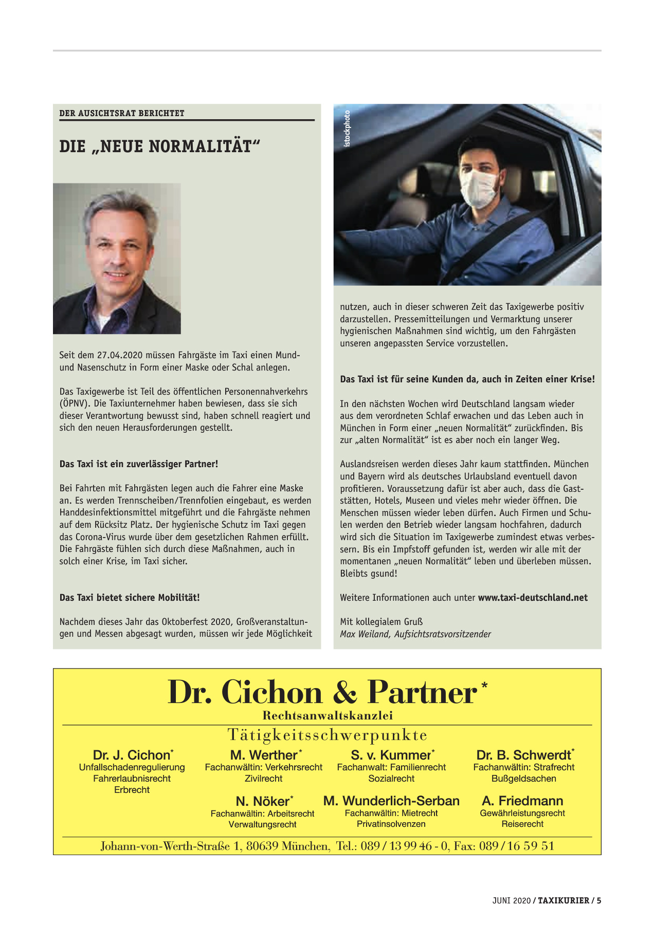 Originalseite 5 der Ausgabe Taxikurier Juni 2020