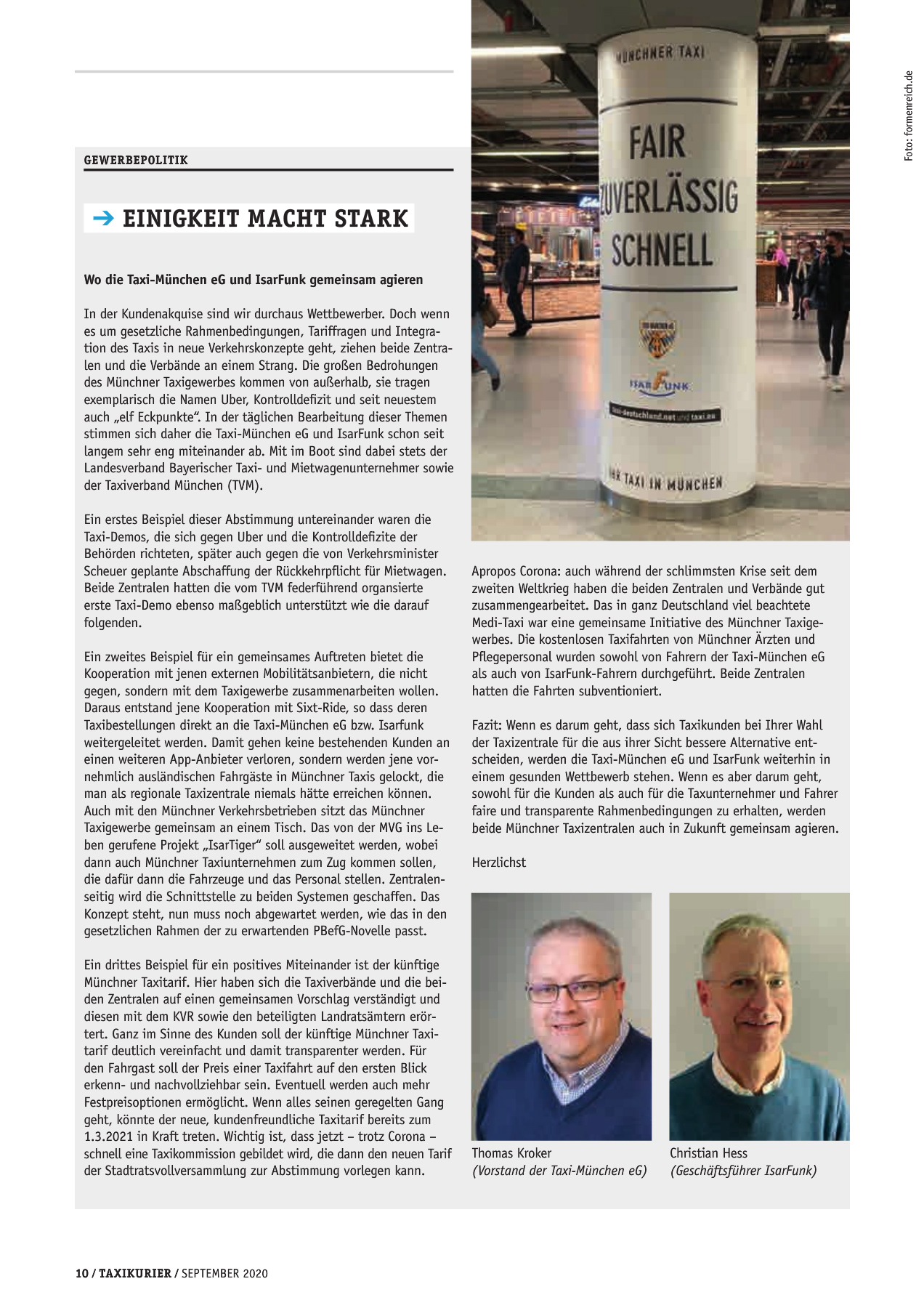Originalseite 10 der Ausgabe Taxikurier September 2020