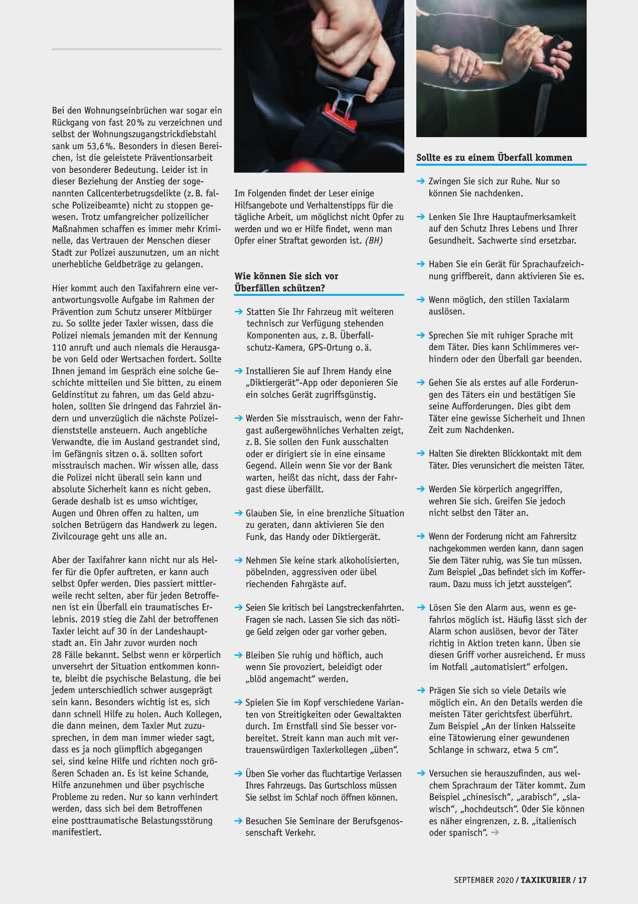 Originalseite 17 der Ausgabe Taxikurier September 2020