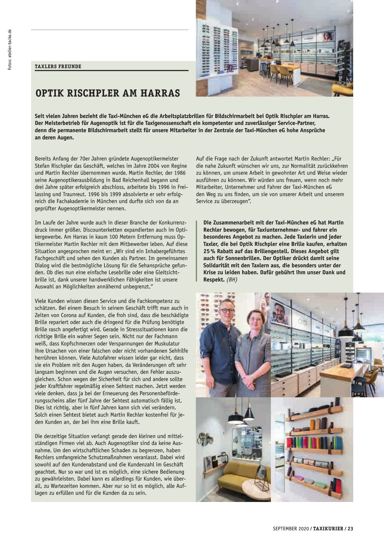 Originalseite 23 der Ausgabe Taxikurier September 2020