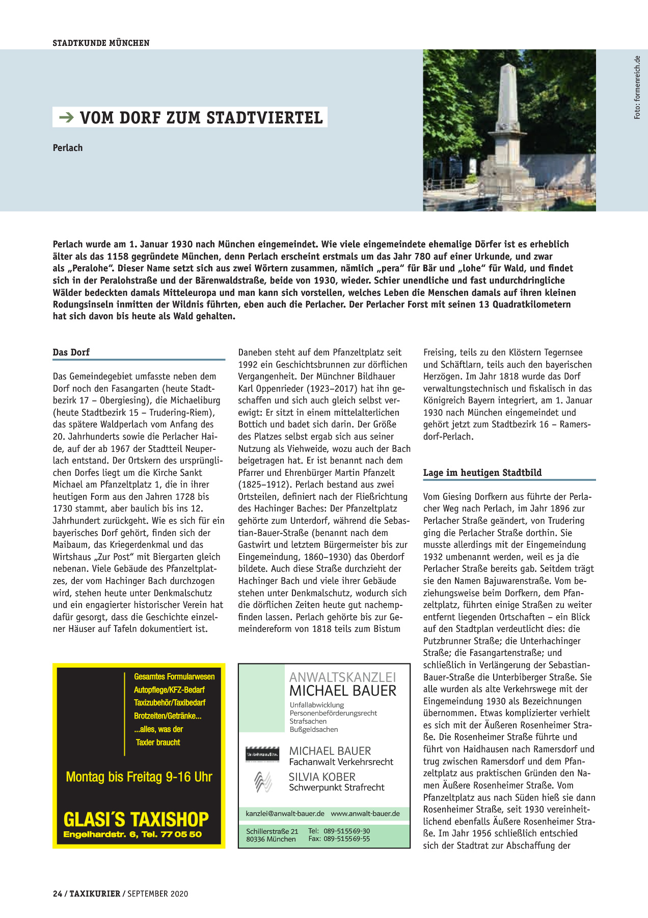Originalseite 24 der Ausgabe Taxikurier September 2020