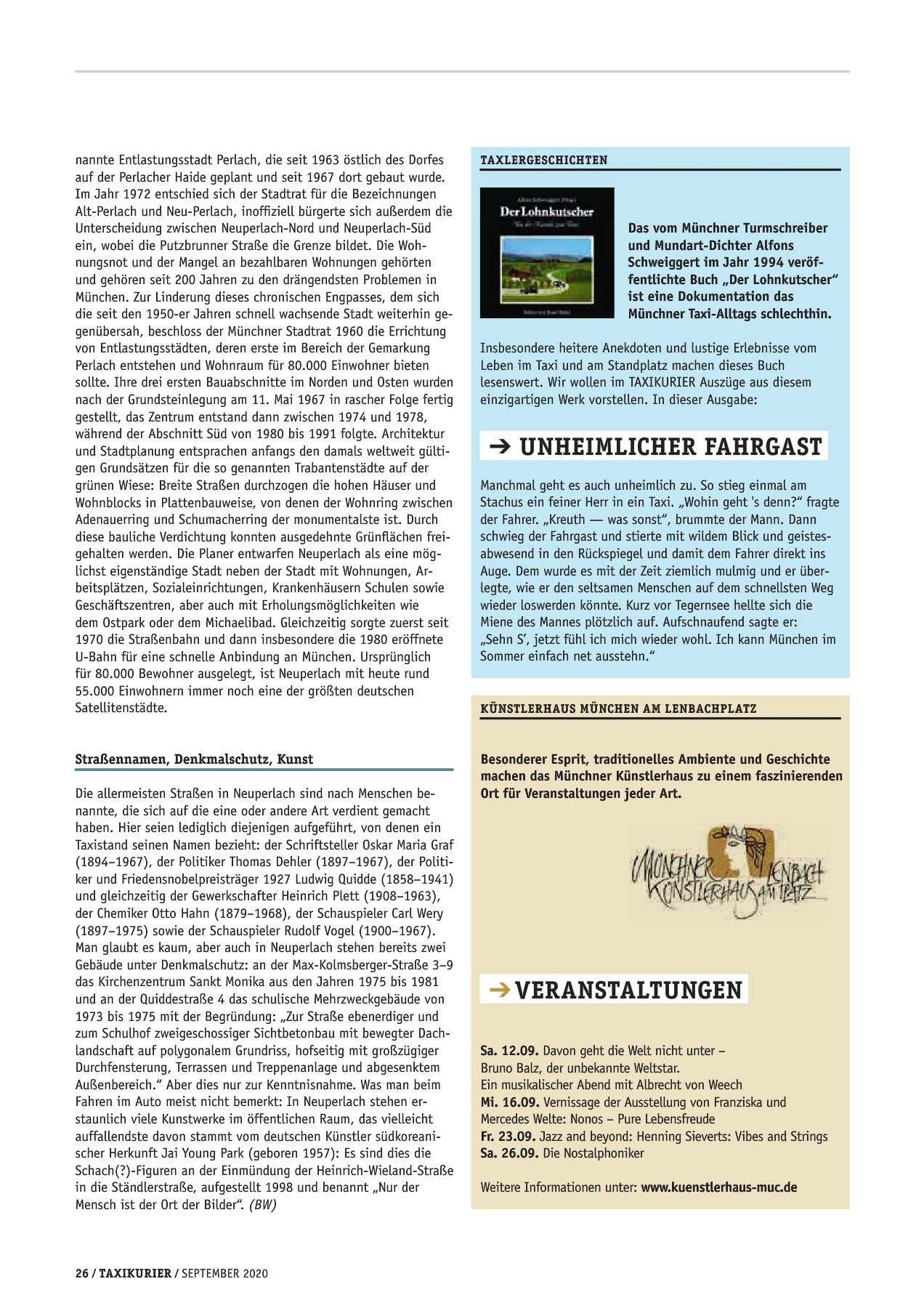 Originalseite 26 der Ausgabe Taxikurier September 2020