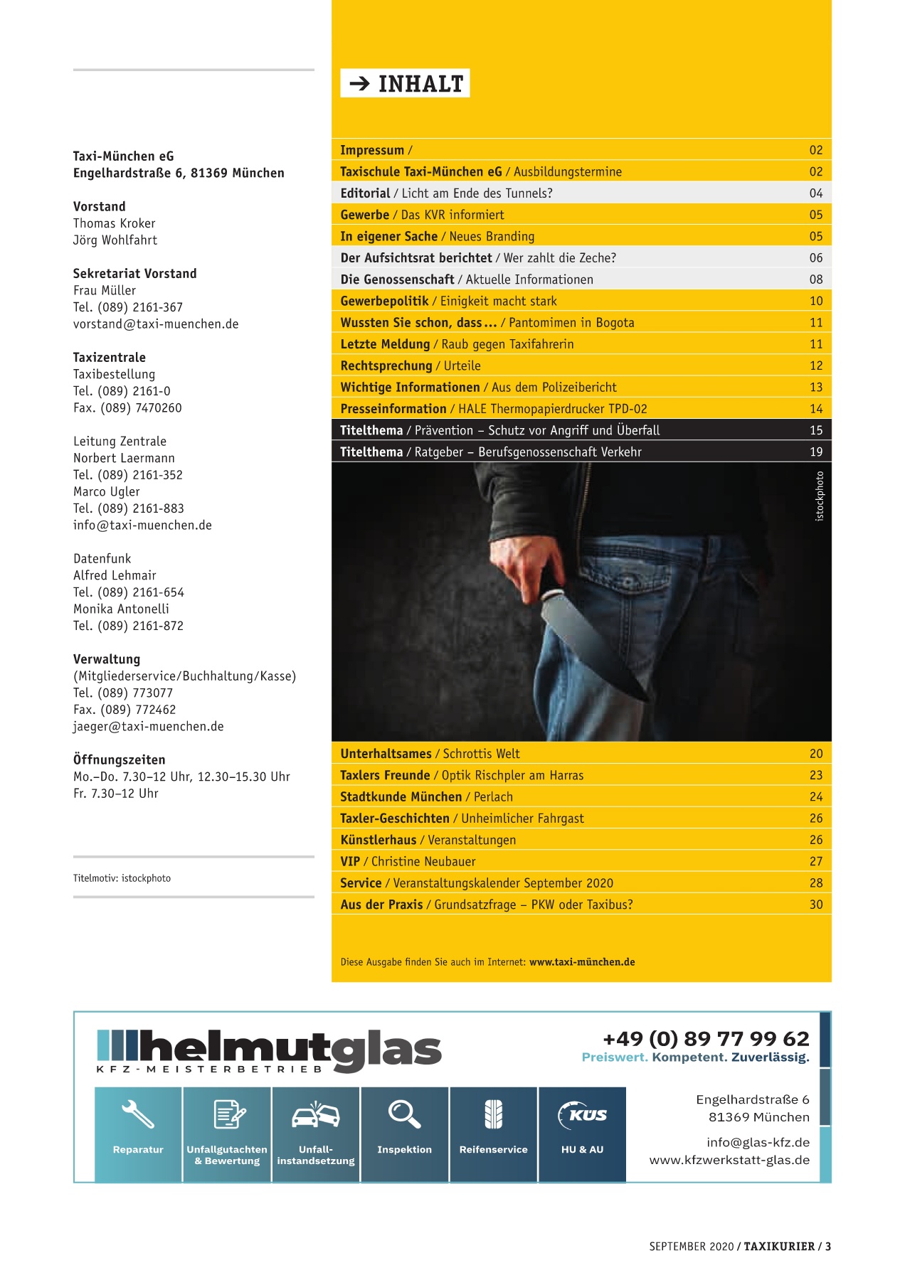 Originalseite 3 der Ausgabe Taxikurier September 2020