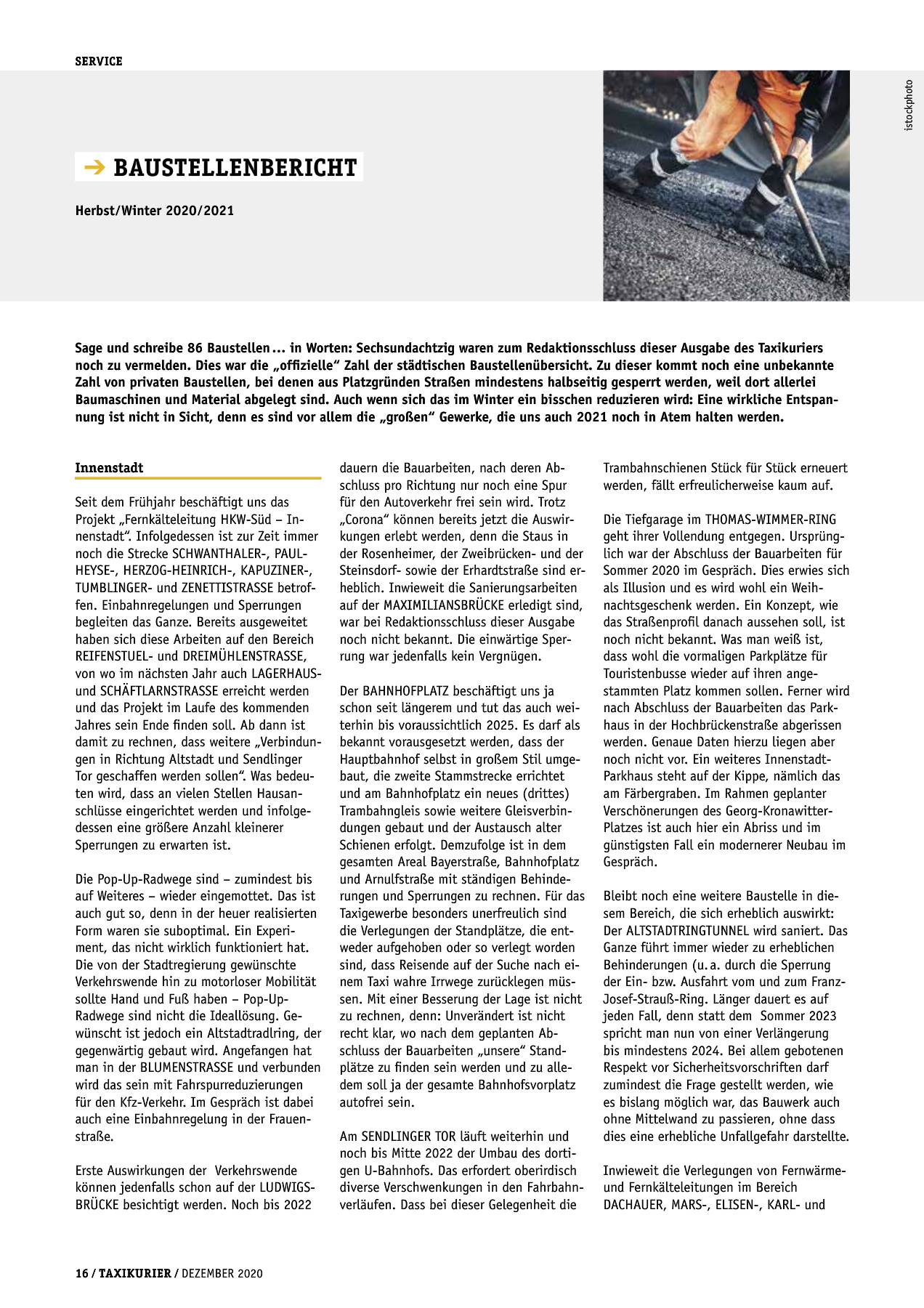 Originalseite 16 der Ausgabe Taxikurier Dezember 2020