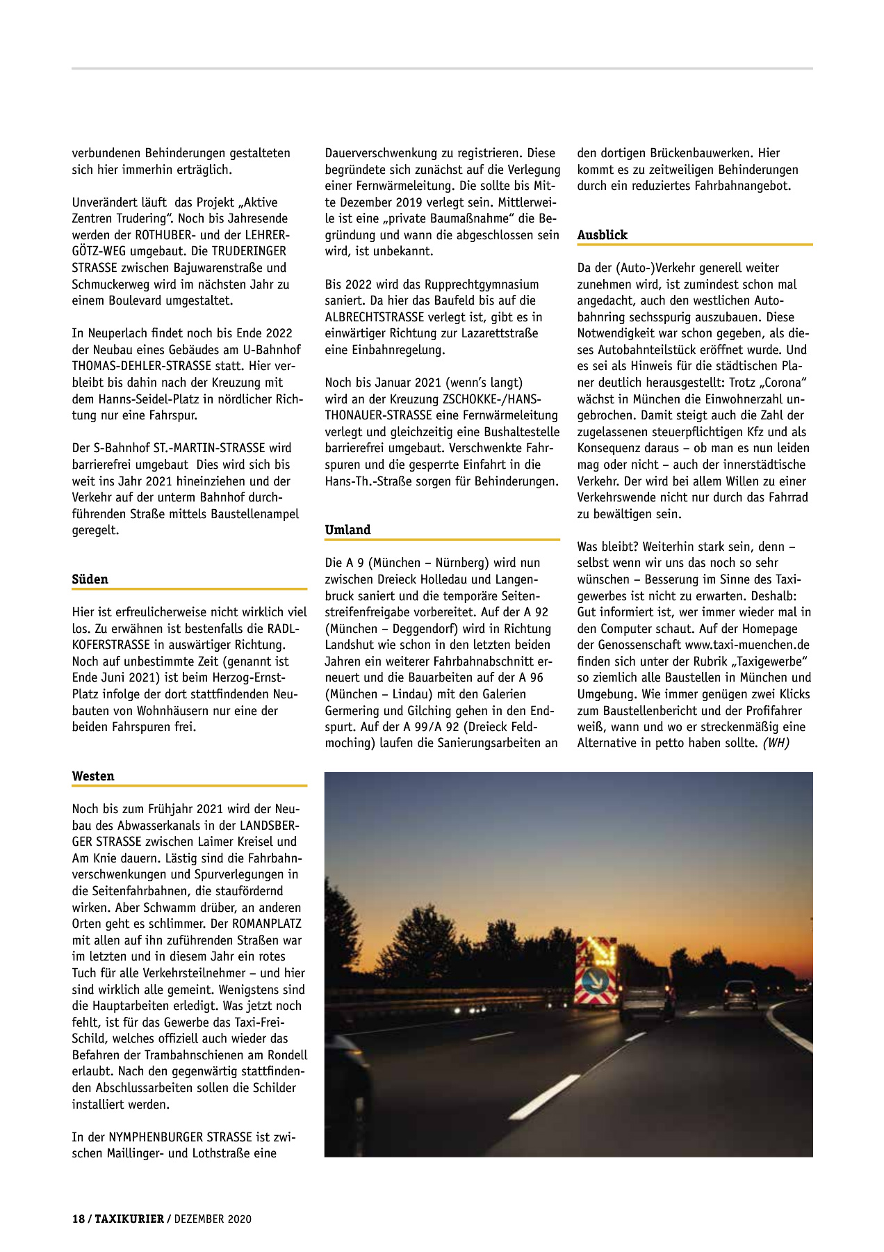Originalseite 18 der Ausgabe Taxikurier Dezember 2020