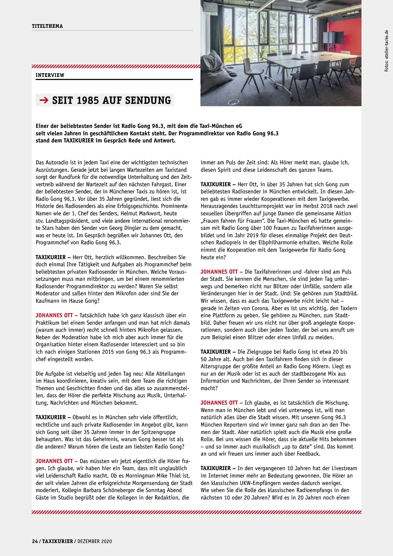 Originalseite 24 der Ausgabe Taxikurier Dezember 2020