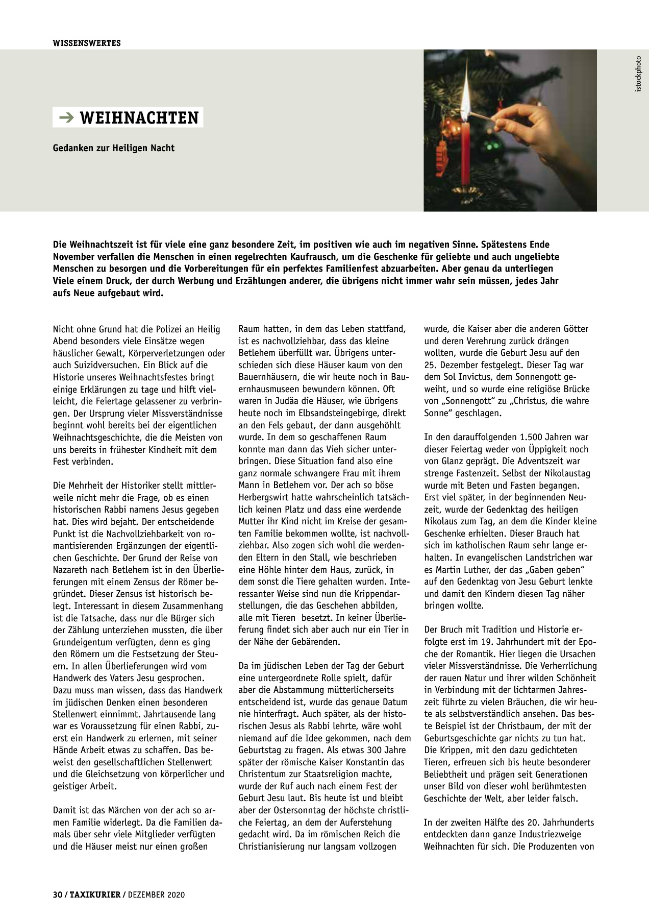 Originalseite 30 der Ausgabe Taxikurier Dezember 2020