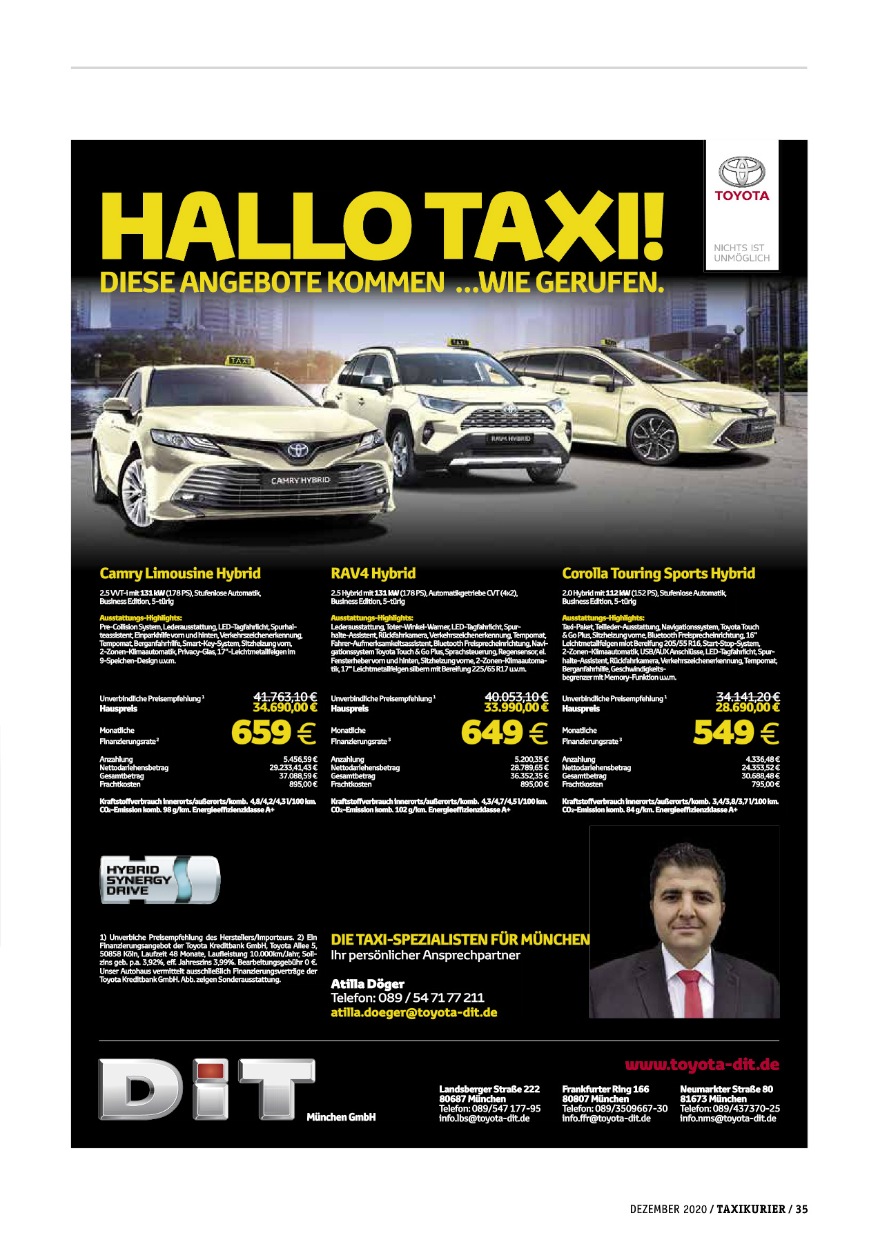 Originalseite 35 der Ausgabe Taxikurier Dezember 2020