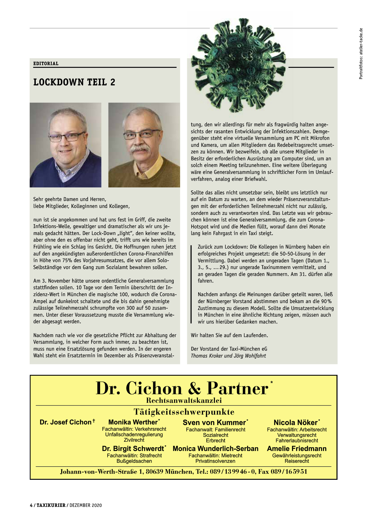 Originalseite 4 der Ausgabe Taxikurier Dezember 2020