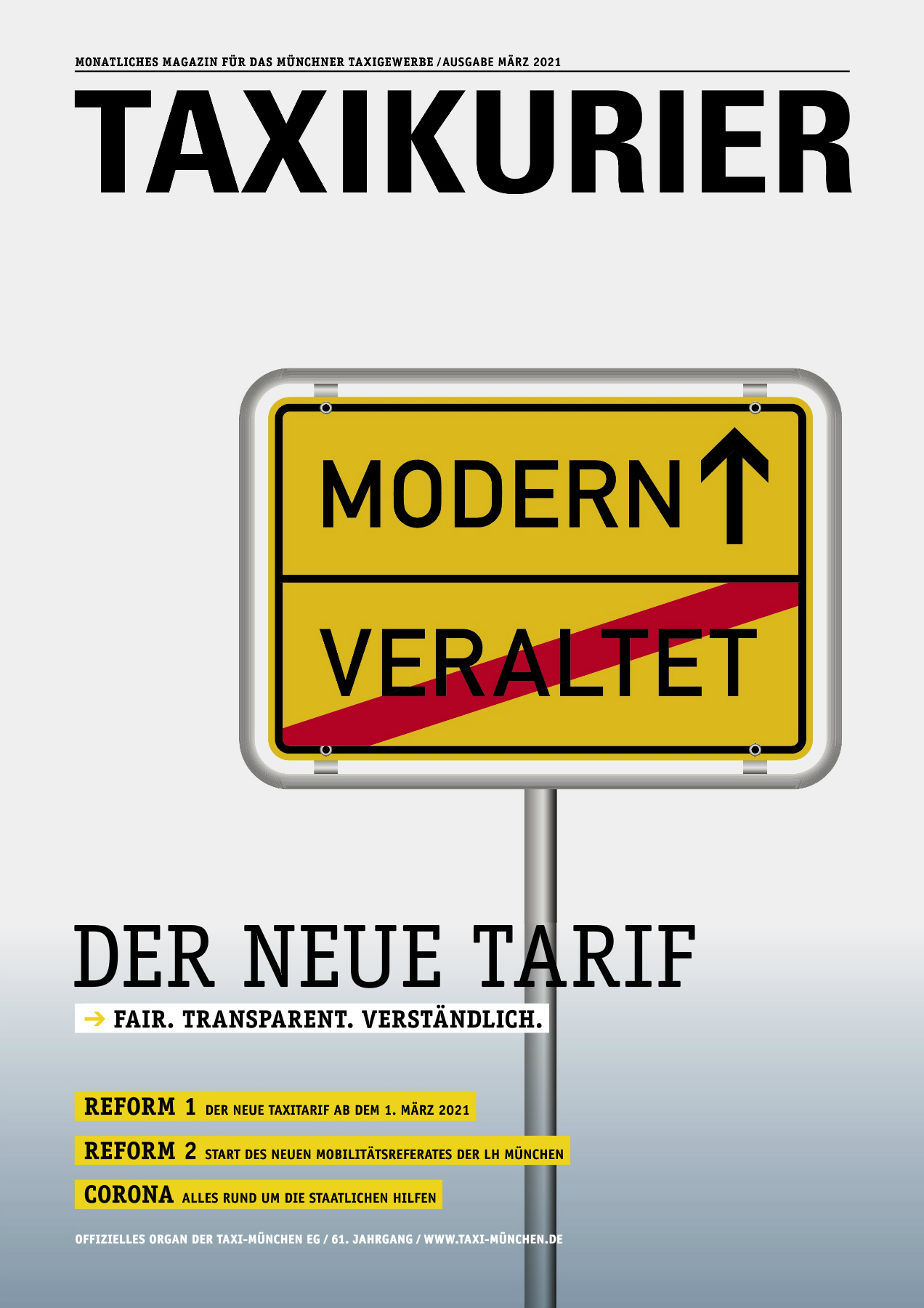 Originalseite 1 der Ausgabe Taxikurier März 2021