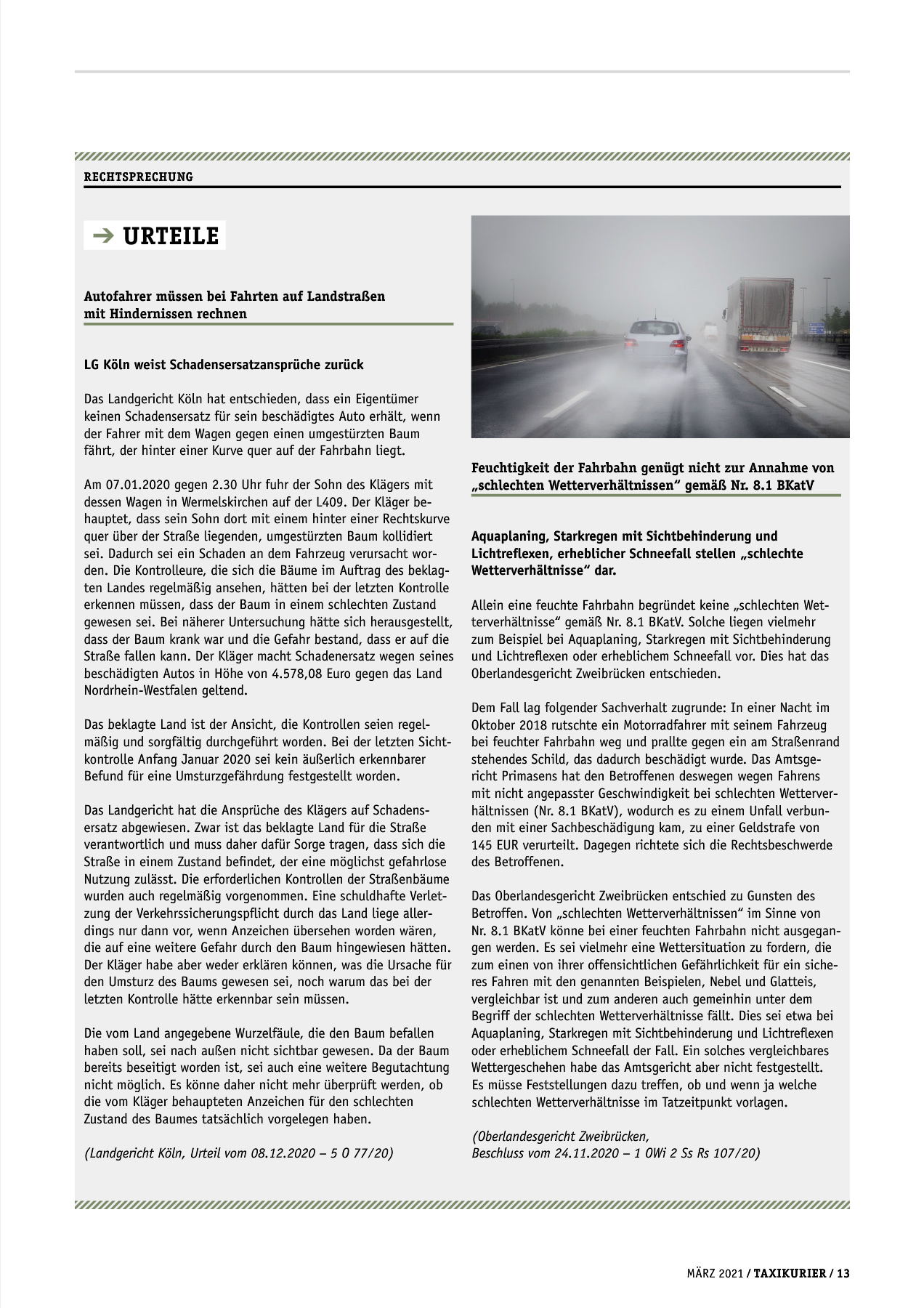 Originalseite 13 der Ausgabe Taxikurier März 2021