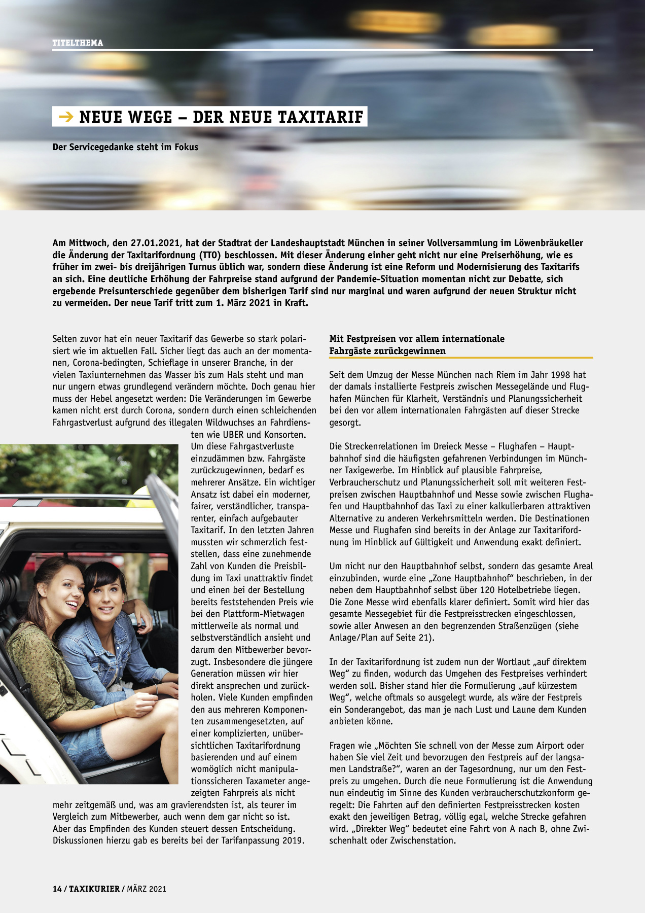 Originalseite 14 der Ausgabe Taxikurier März 2021