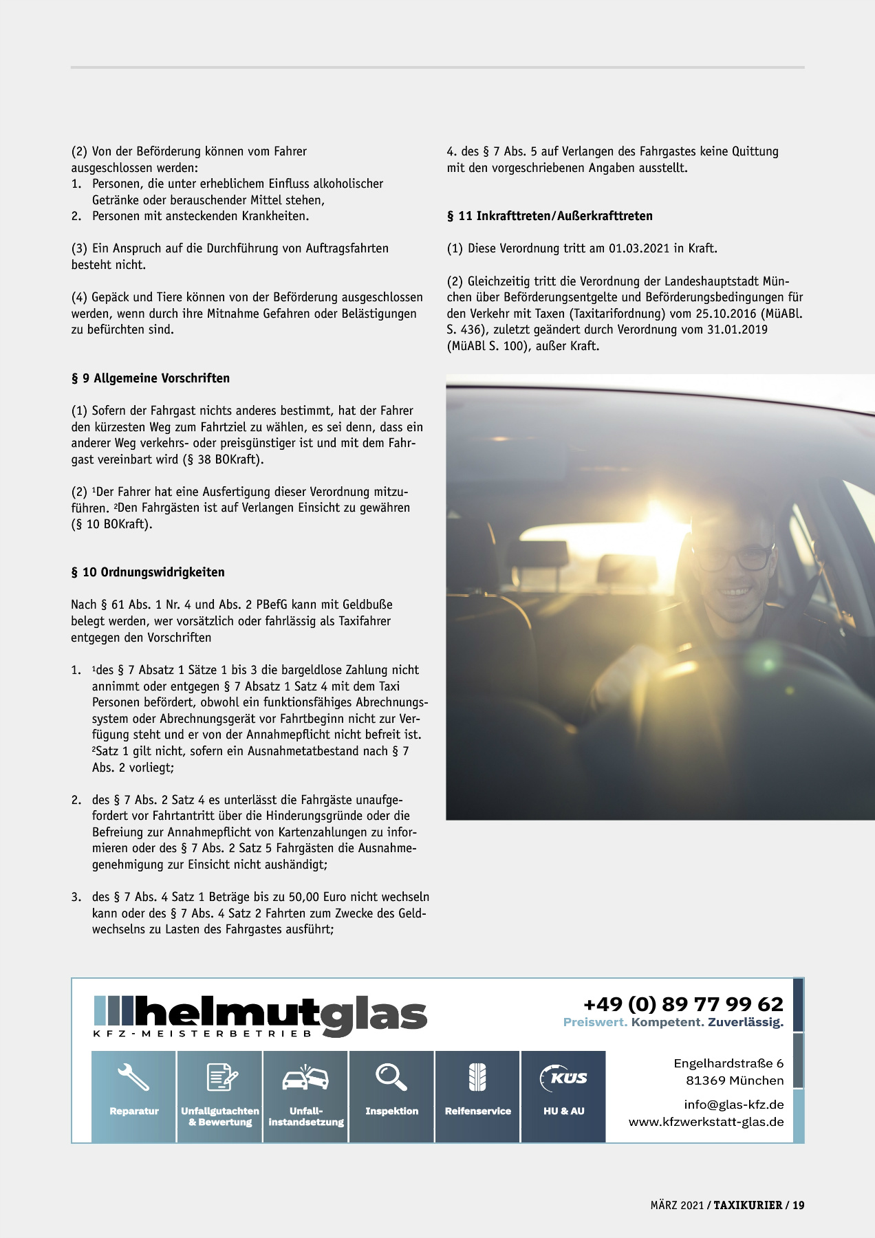 Originalseite 19 der Ausgabe Taxikurier März 2021