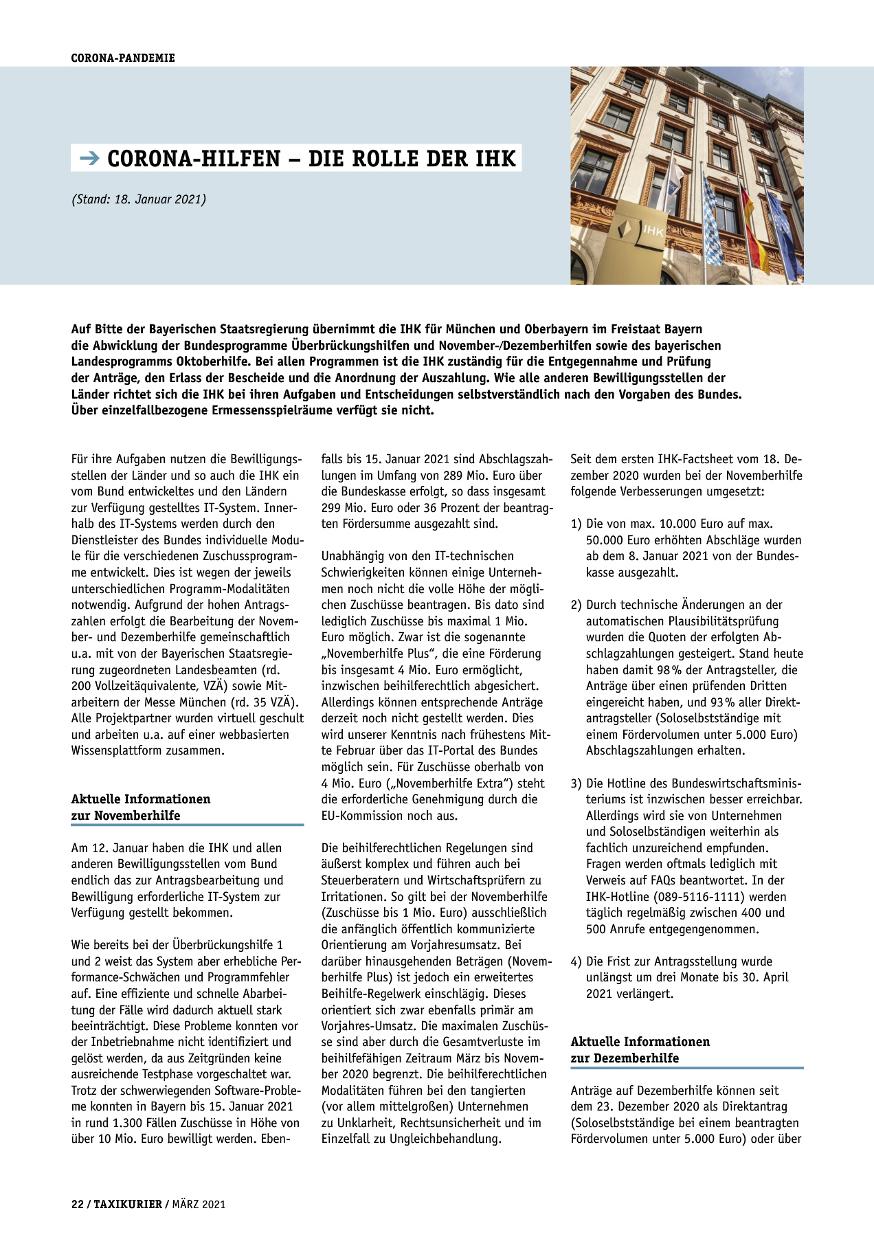 Originalseite 22 der Ausgabe Taxikurier März 2021