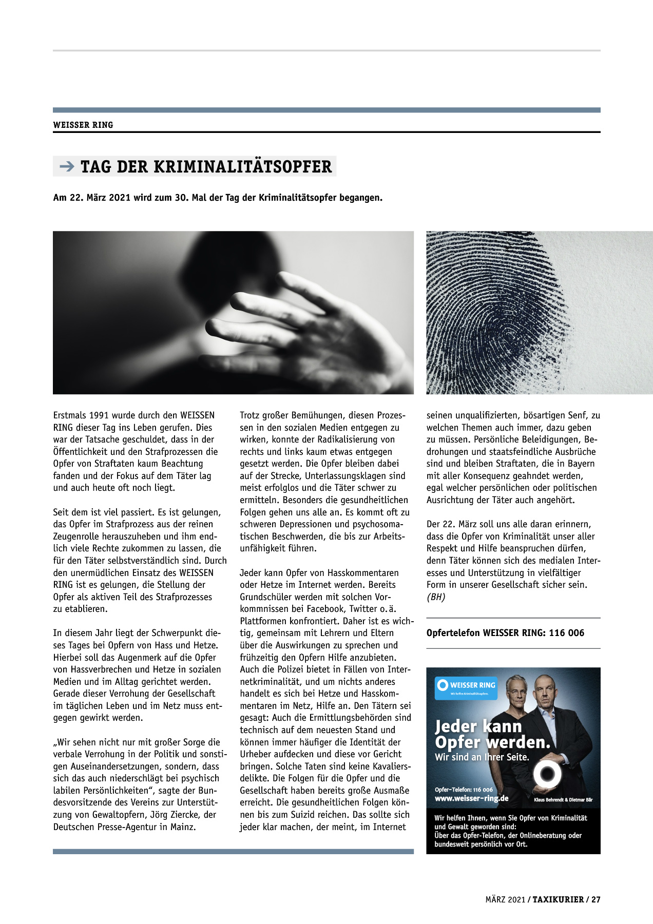 Originalseite 27 der Ausgabe Taxikurier März 2021
