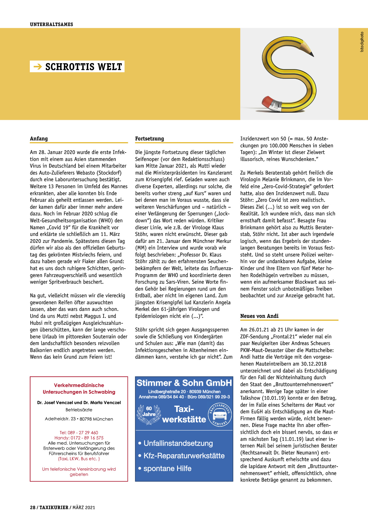 Originalseite 28 der Ausgabe Taxikurier März 2021