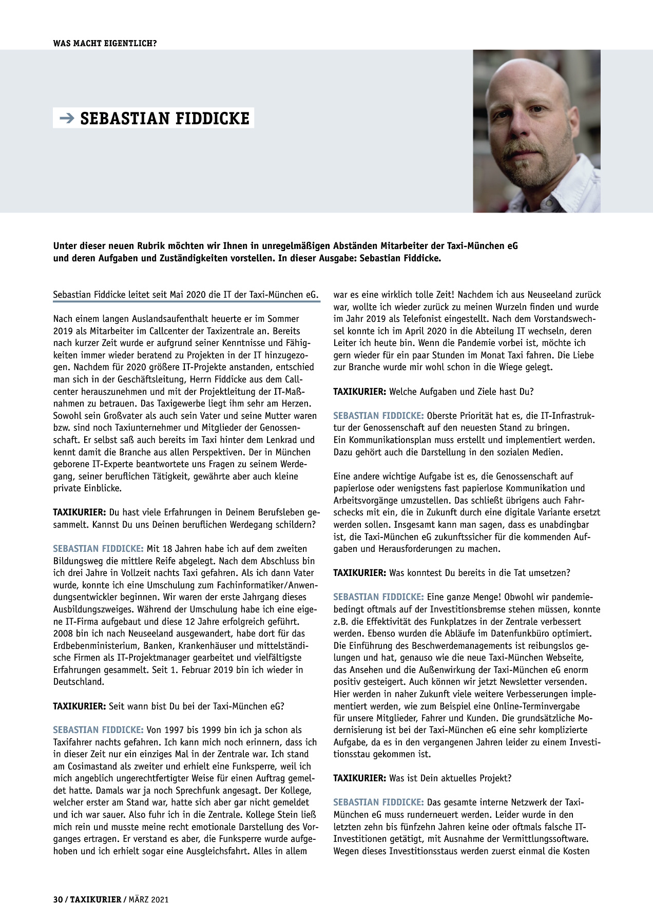 Originalseite 30 der Ausgabe Taxikurier März 2021