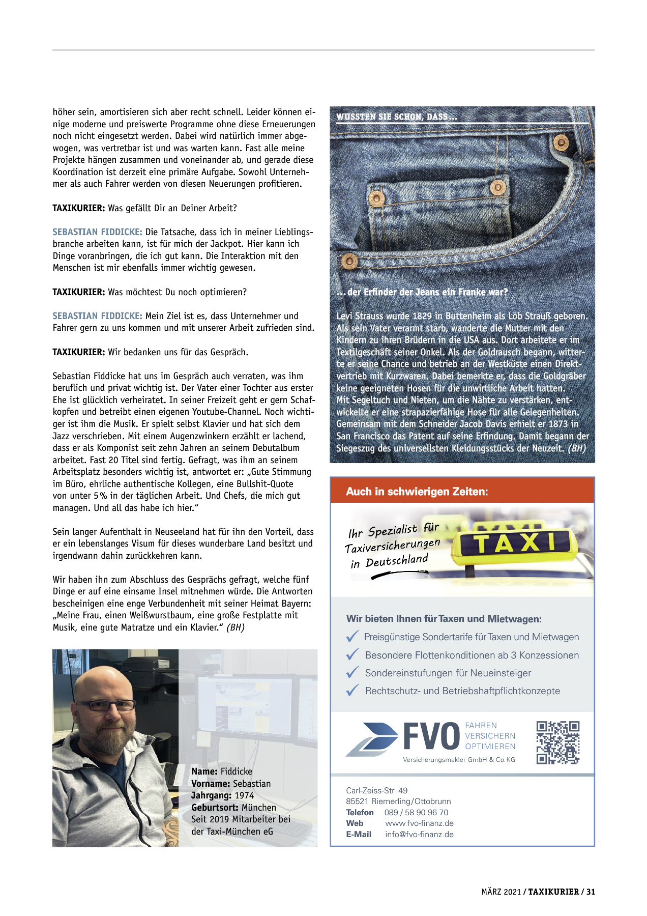 Originalseite 31 der Ausgabe Taxikurier März 2021