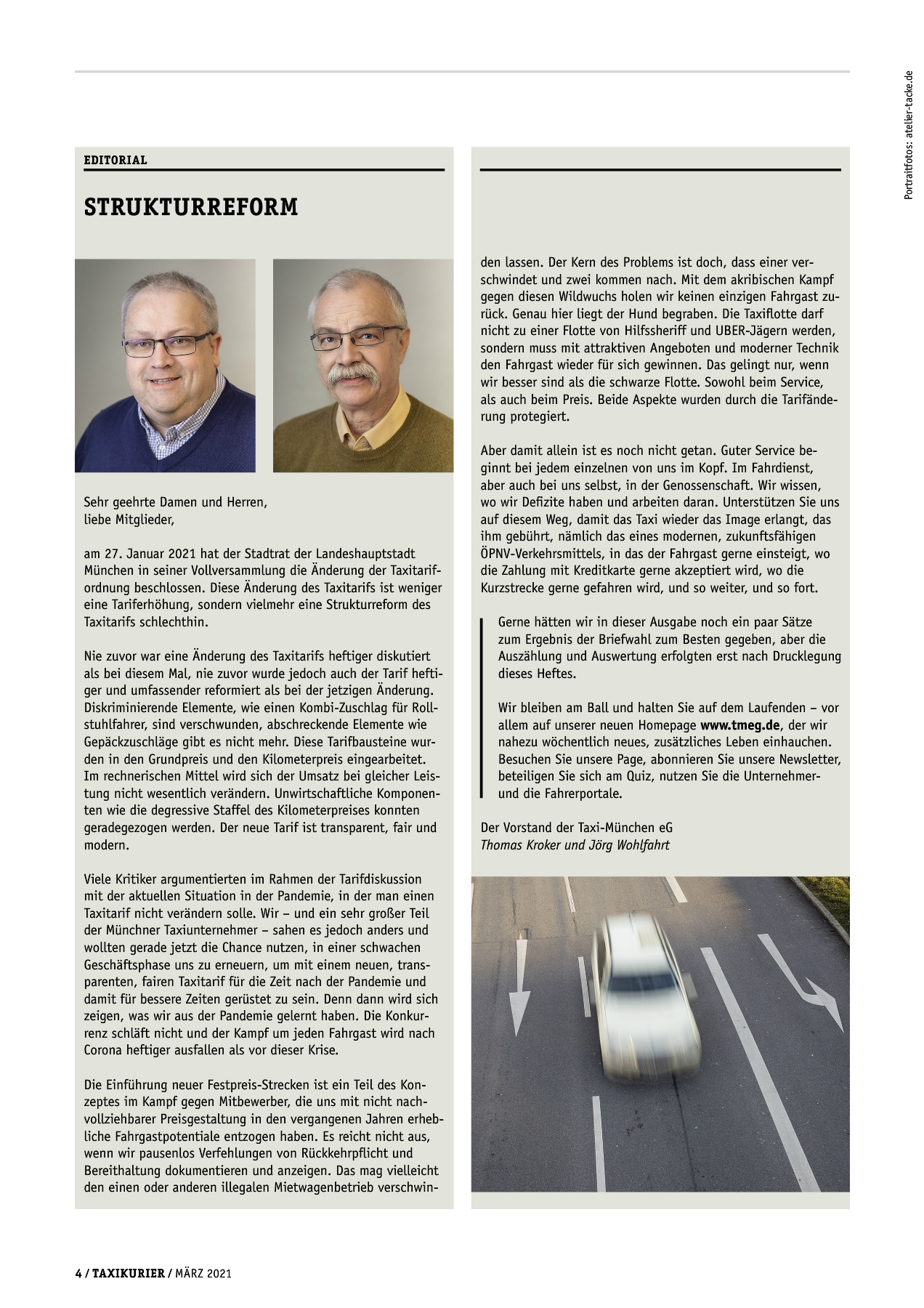 Originalseite 4 der Ausgabe Taxikurier März 2021