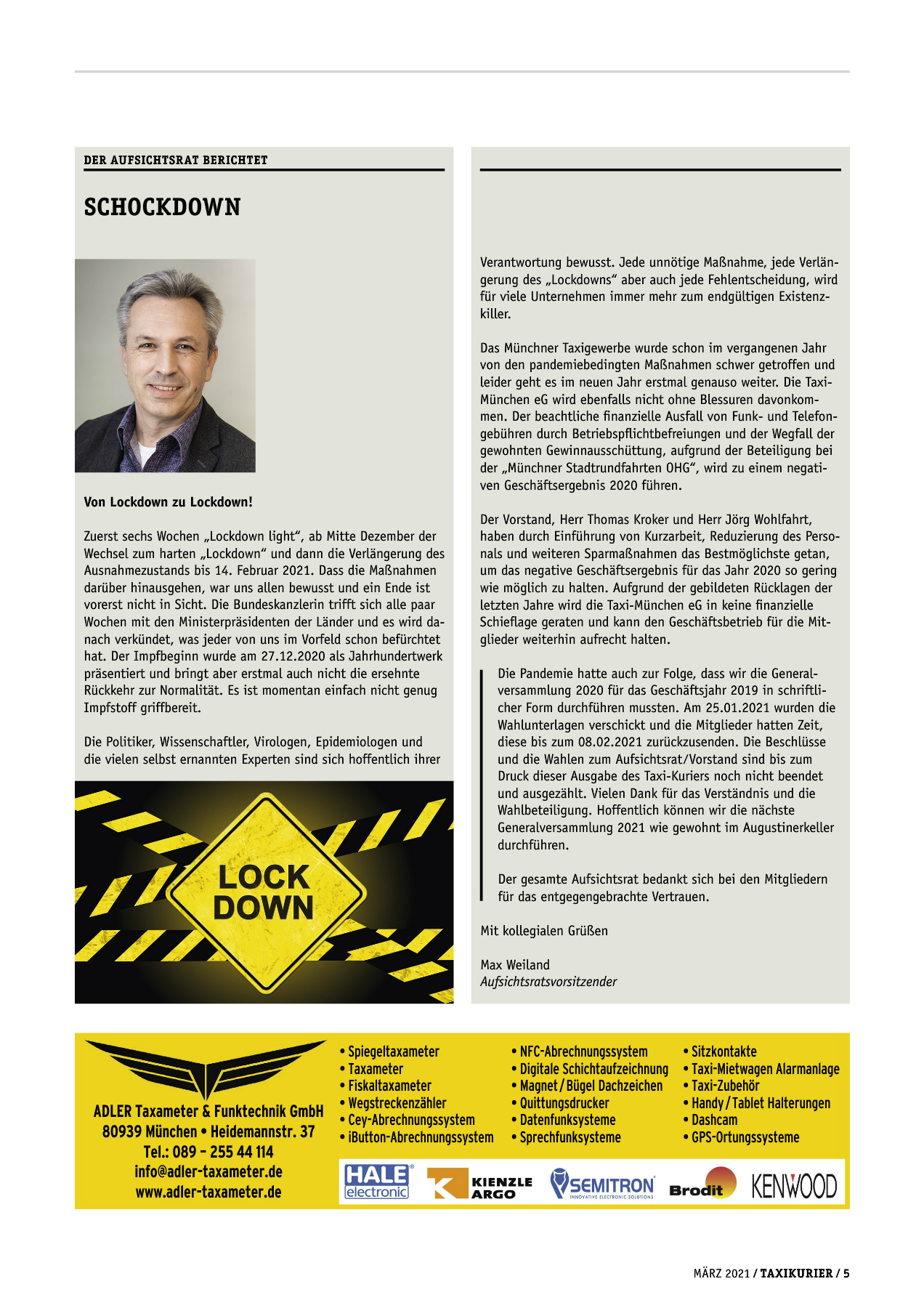 Originalseite 5 der Ausgabe Taxikurier März 2021