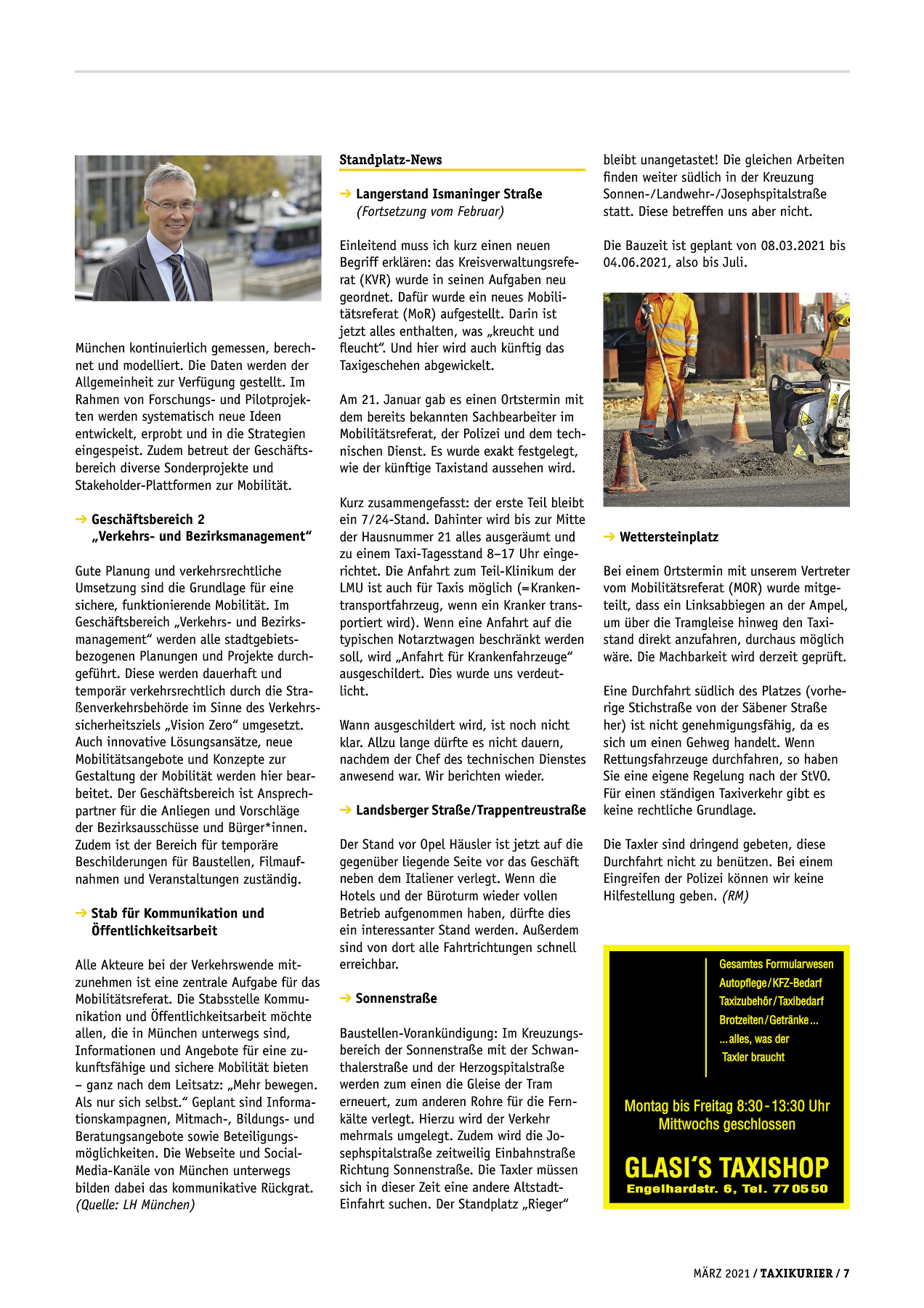 Originalseite 7 der Ausgabe Taxikurier März 2021