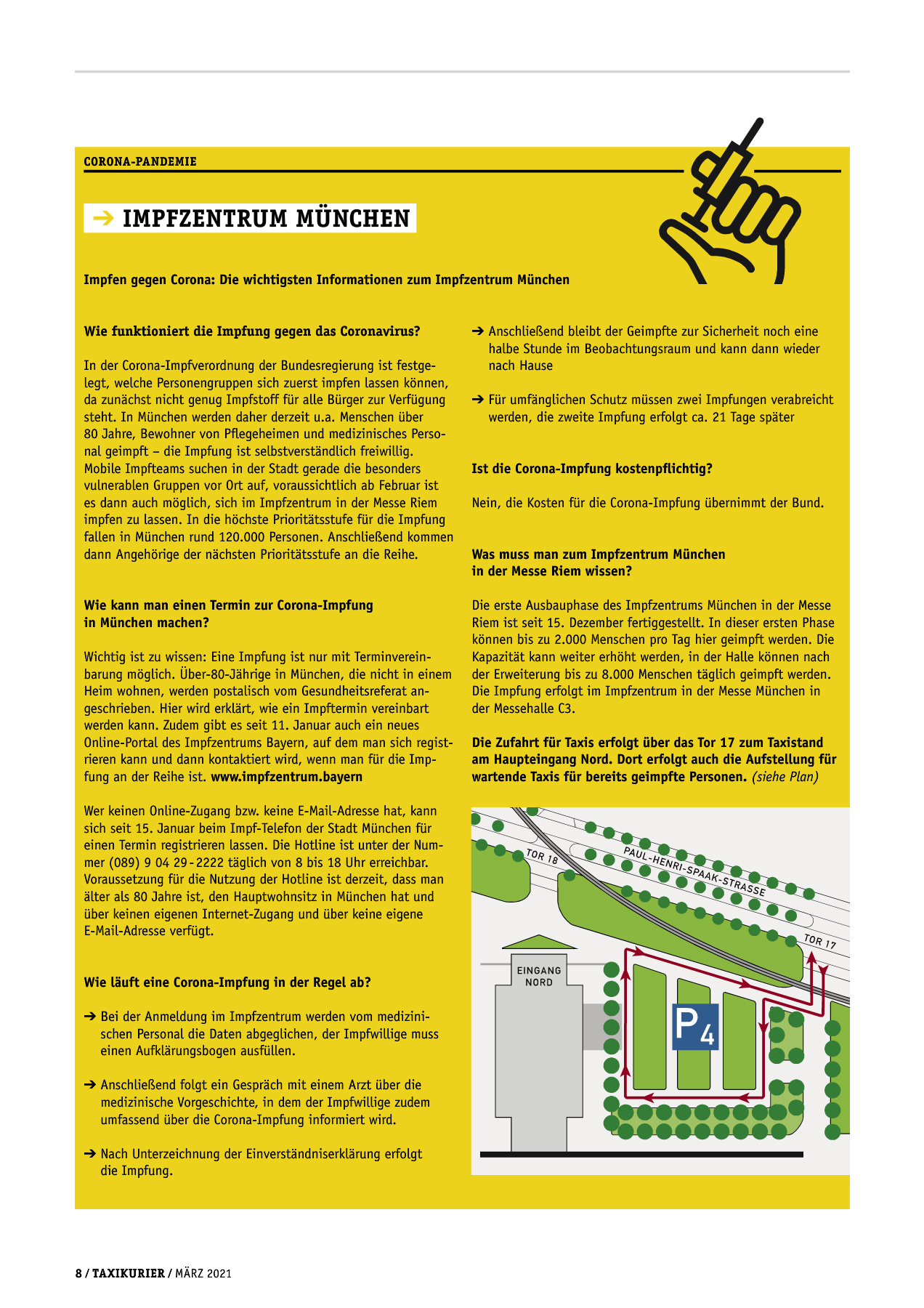 Originalseite 8 der Ausgabe Taxikurier März 2021