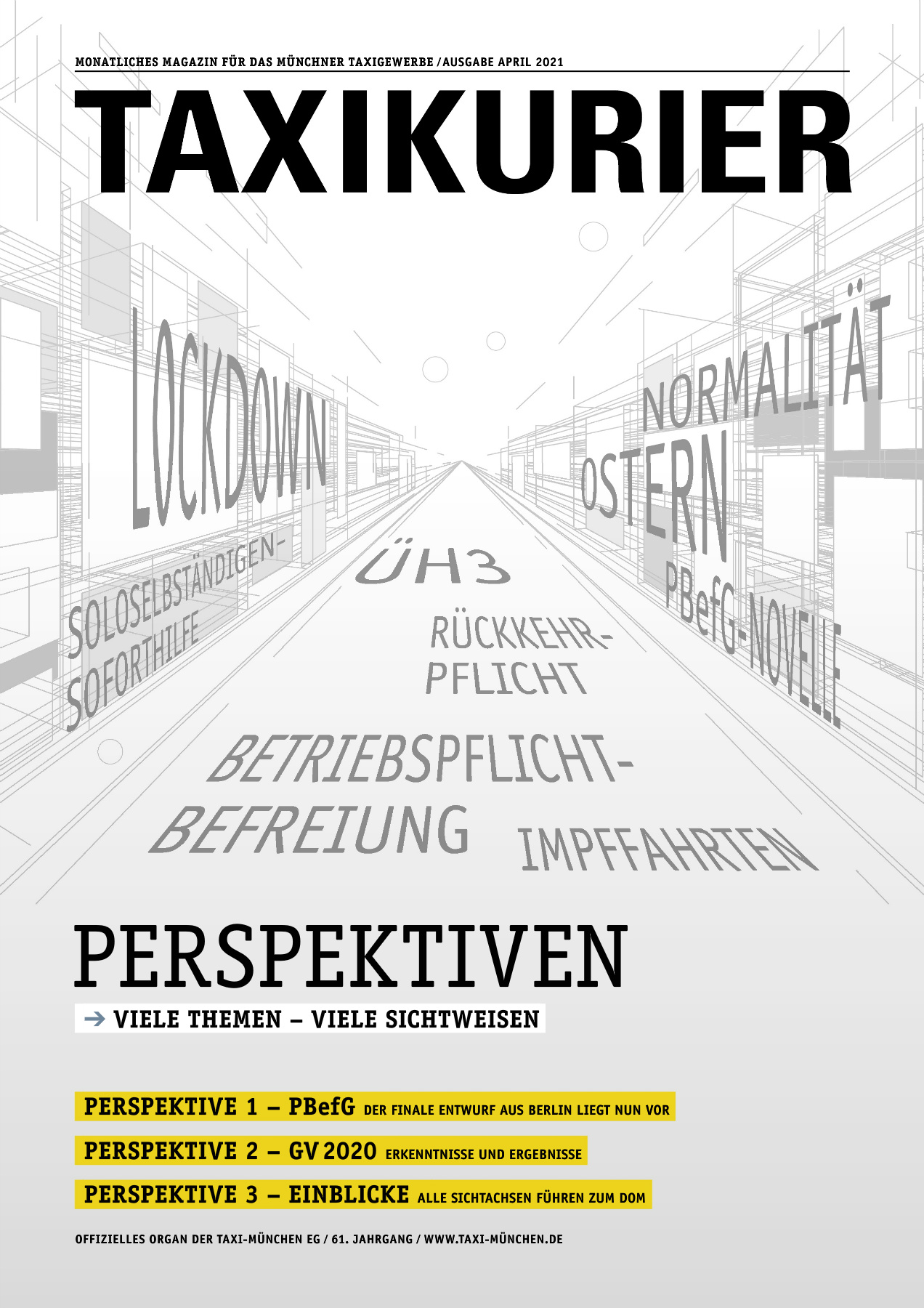 Originalseite 1 der Ausgabe Taxikurier April 2021